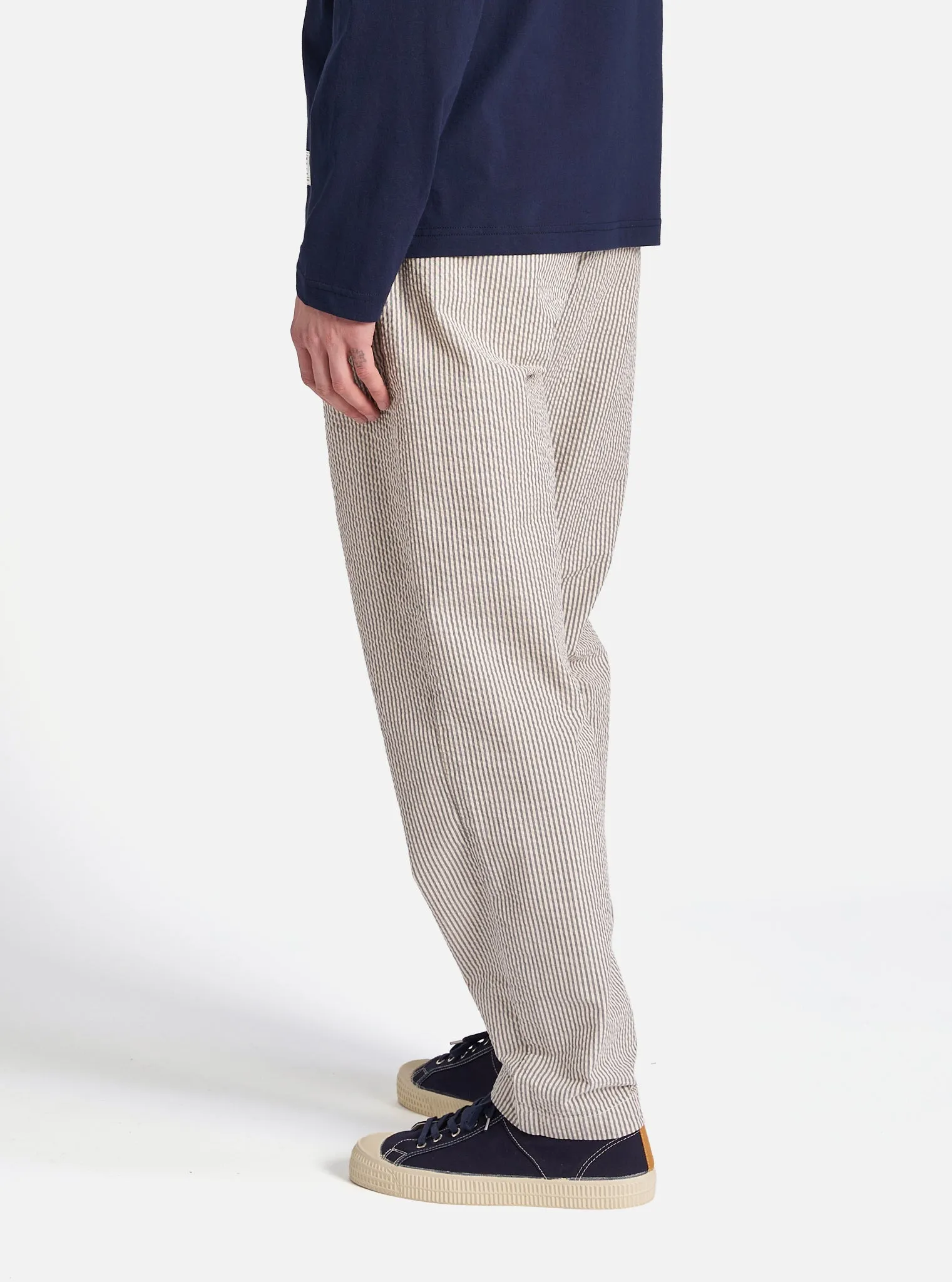 Universal Works Military Chino in Grey Derby Stripe