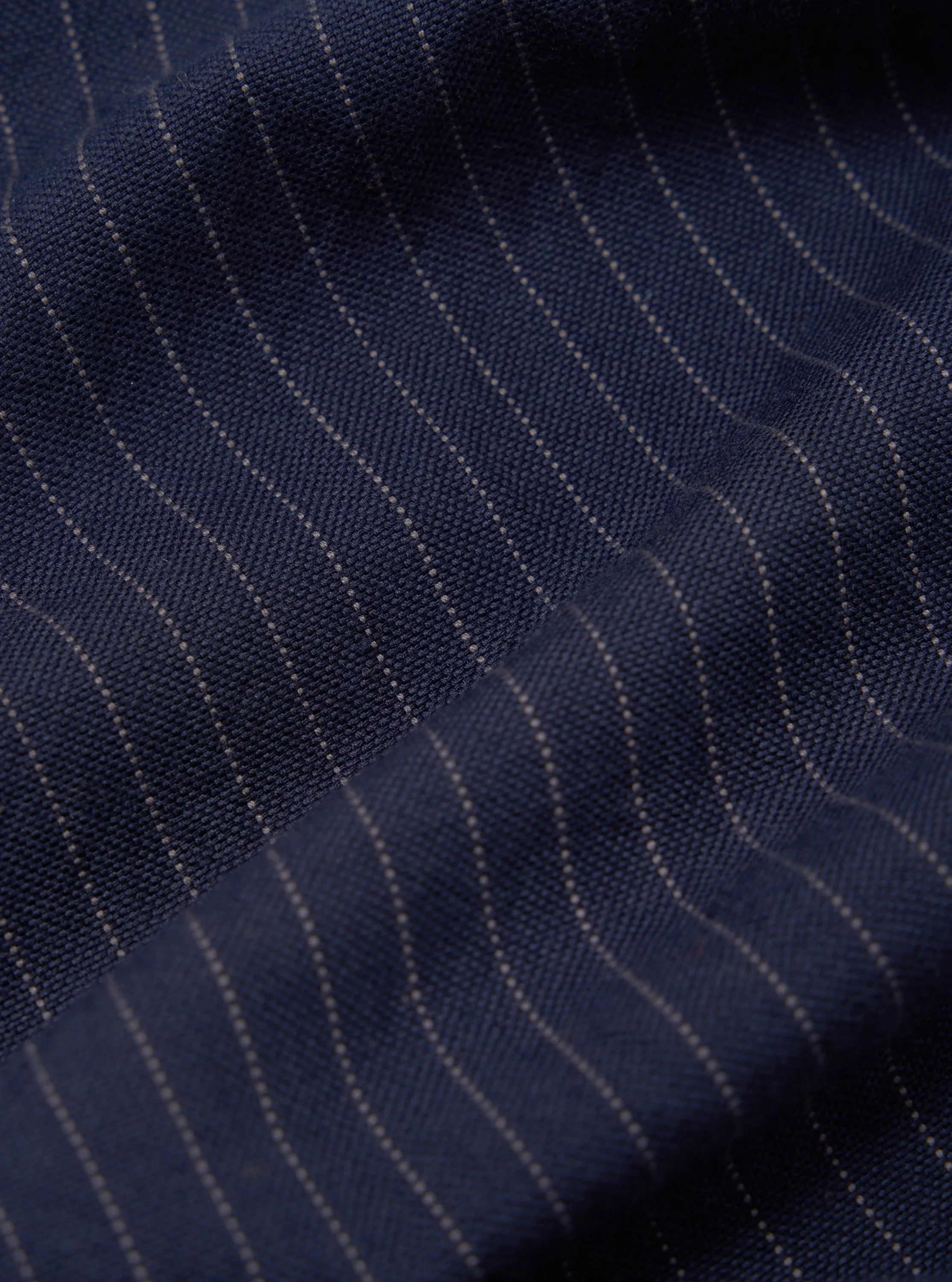 Universal Works Military Chino in Navy Cotton Pinstripe