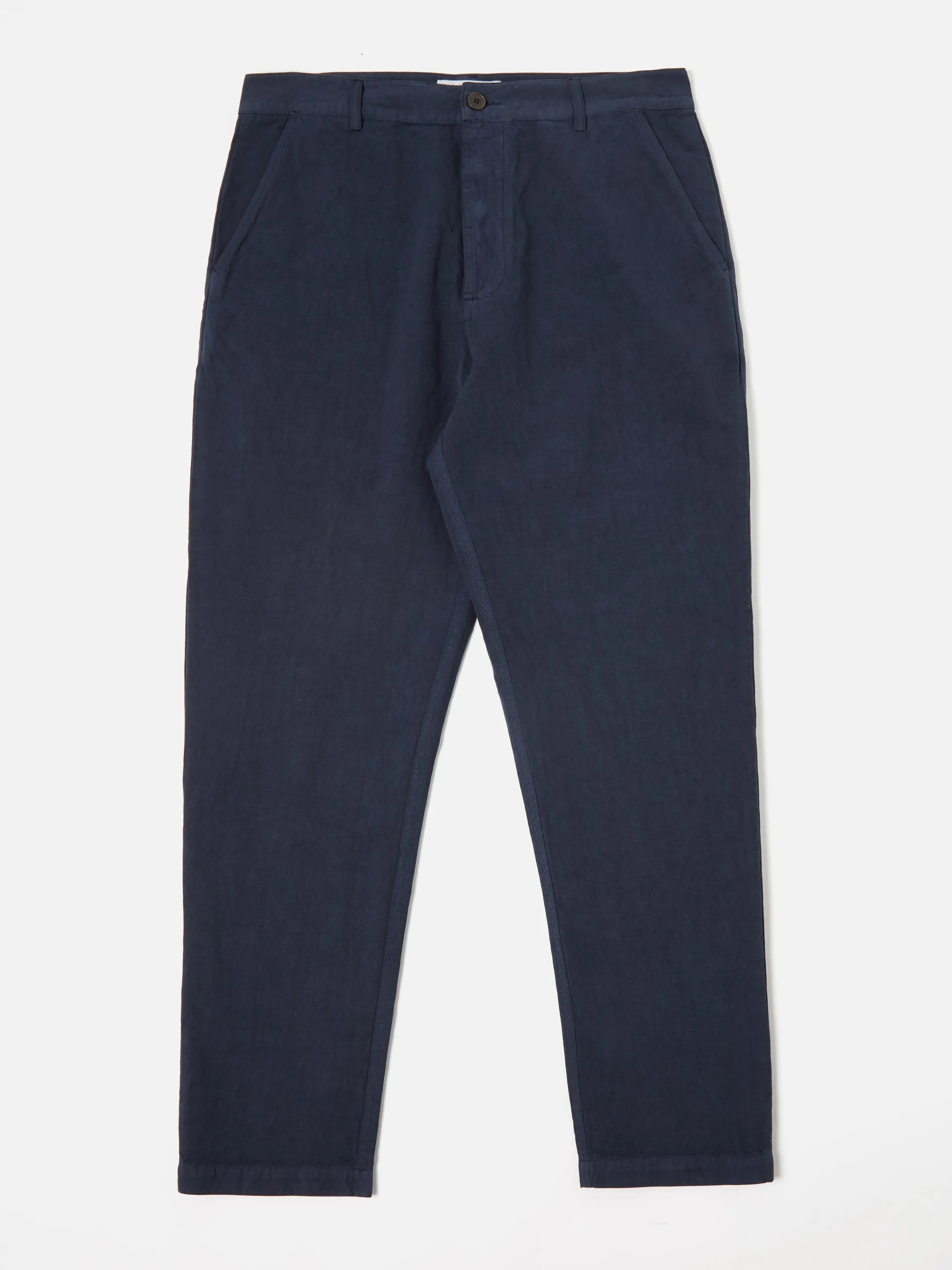 Universal Works Military Chino in Navy Linen Slub Weave