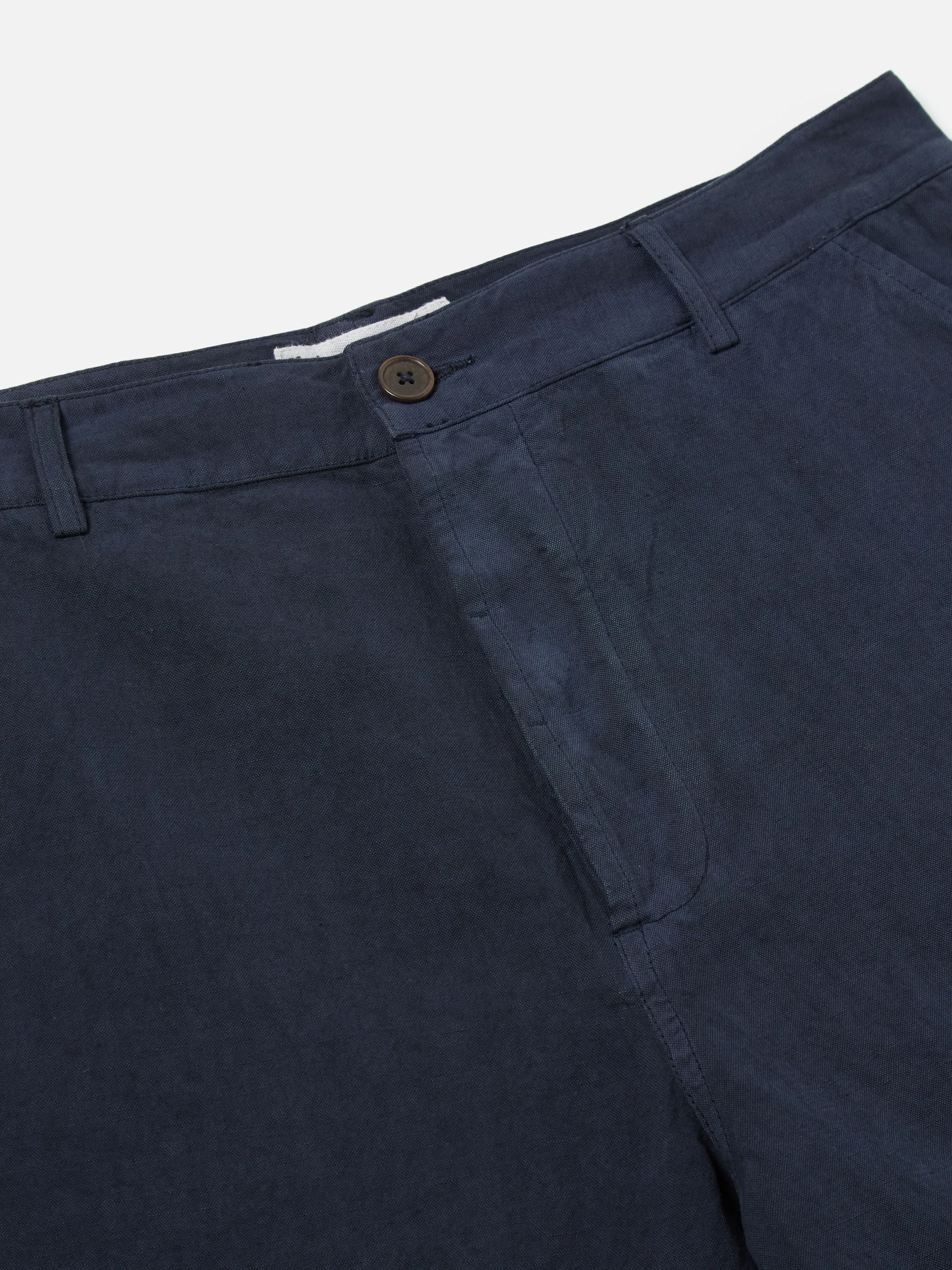 Universal Works Military Chino in Navy Linen Slub Weave