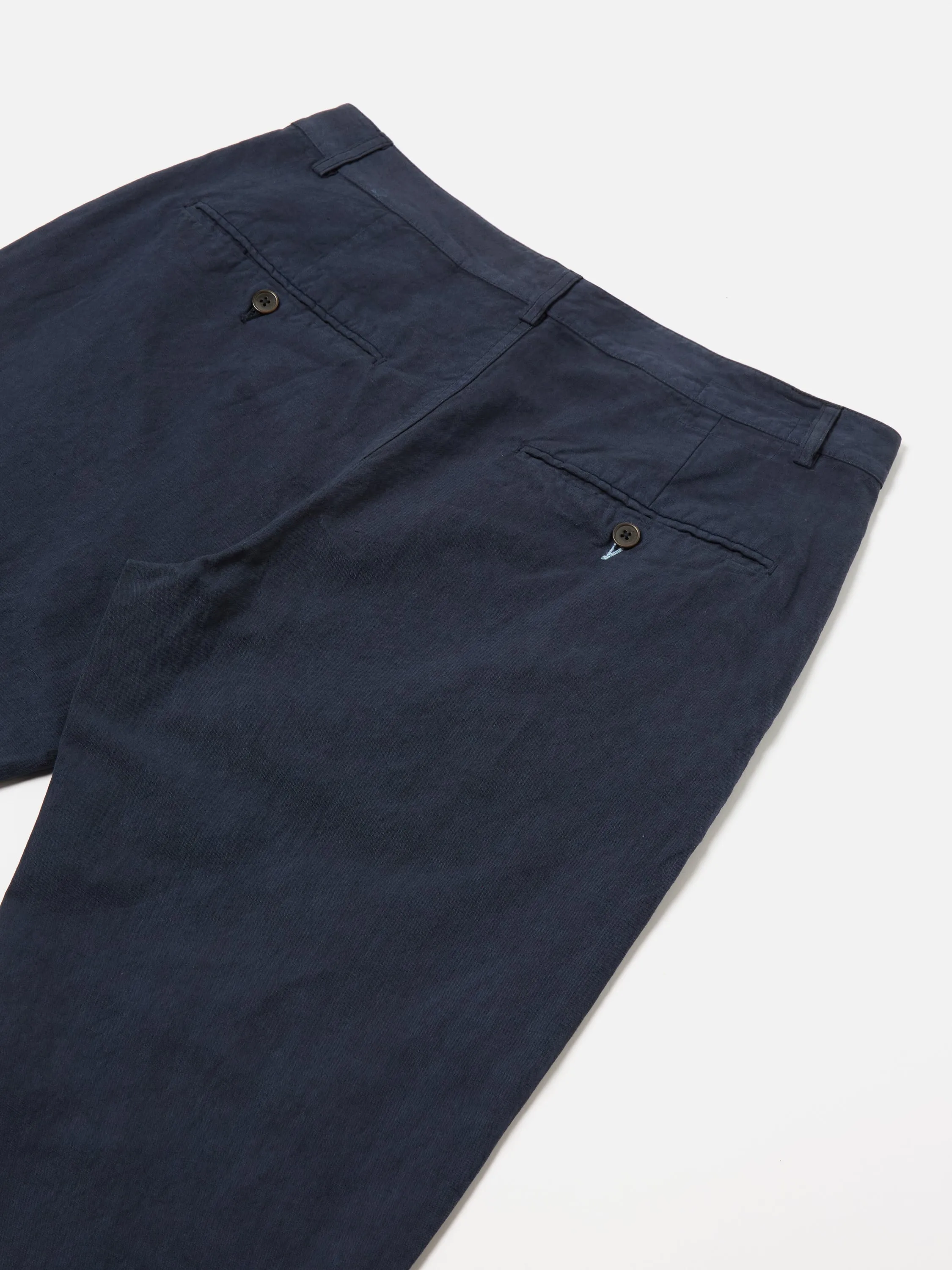 Universal Works Military Chino in Navy Linen Slub Weave
