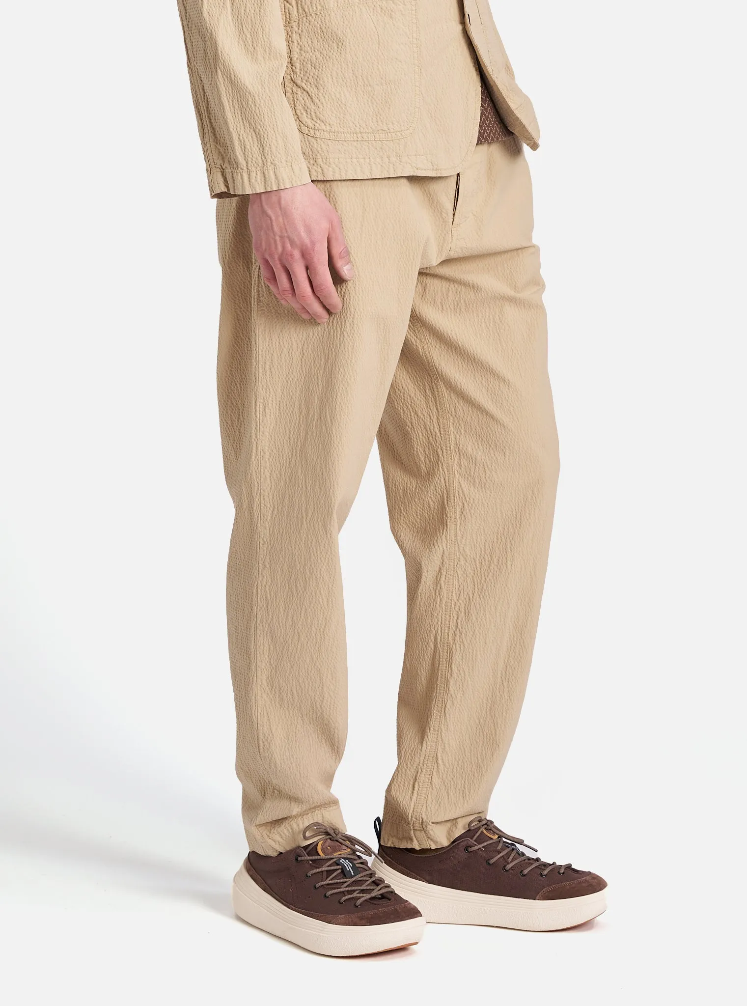 Universal Works Military Chino in Sand Seersucker II