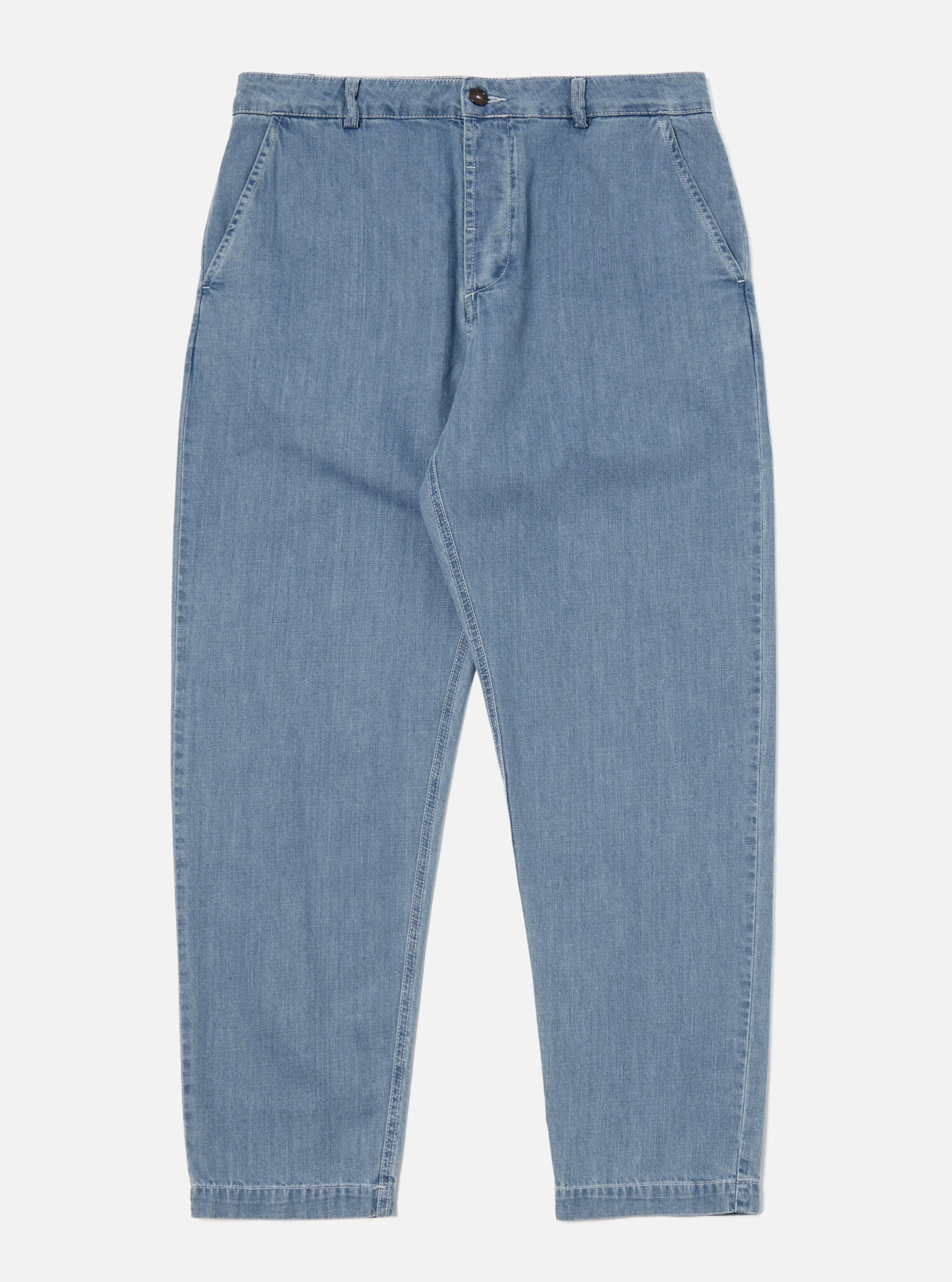 Universal Works Military Chino in Washed Indigo 8oz Organic Denim