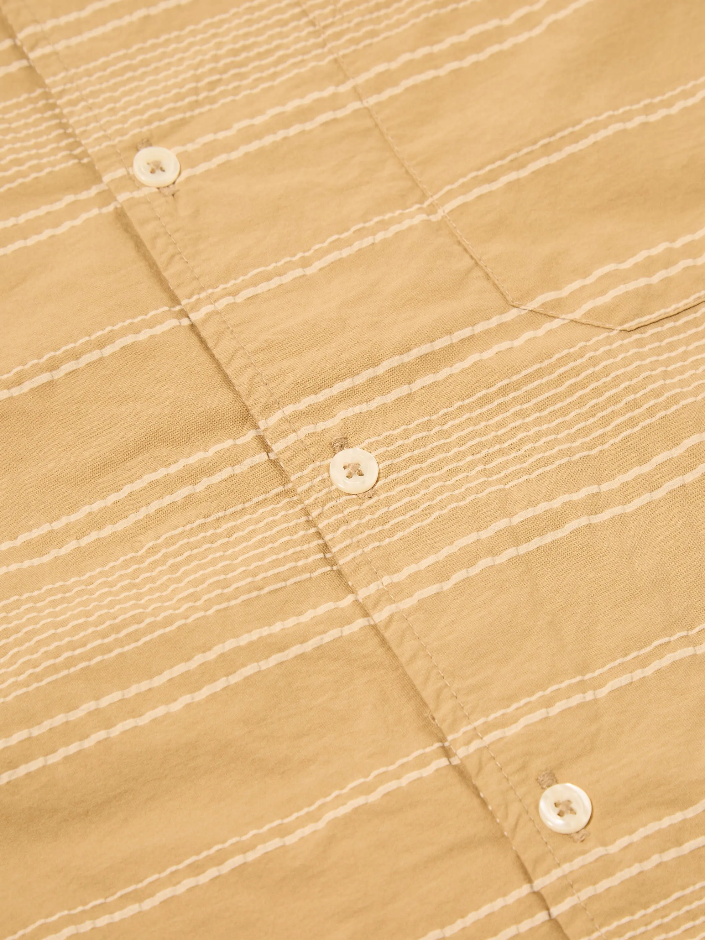 Universal Works Minari Shirt in Sand Textured Stripe