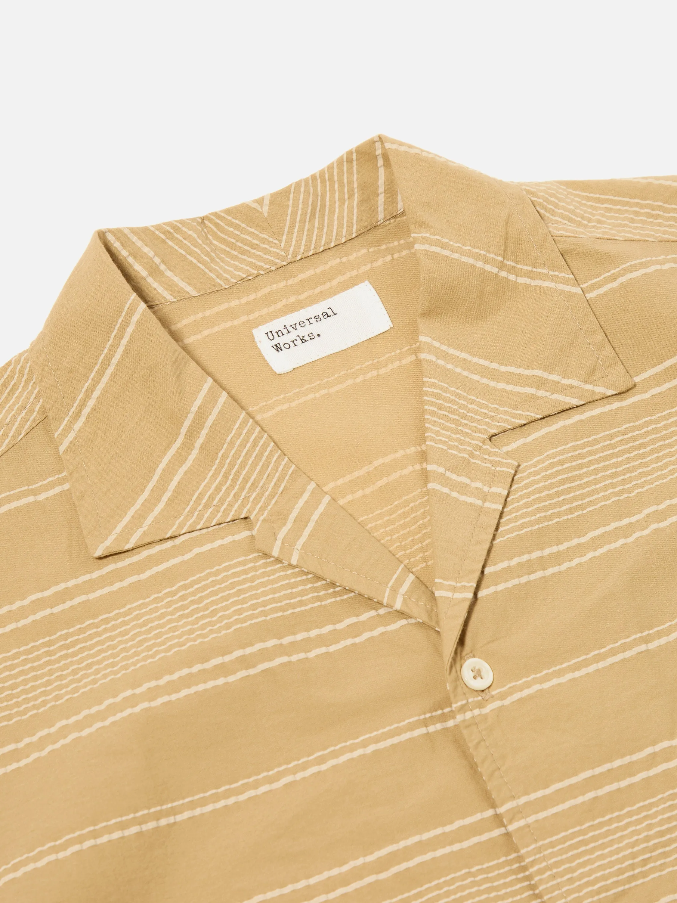 Universal Works Minari Shirt in Sand Textured Stripe