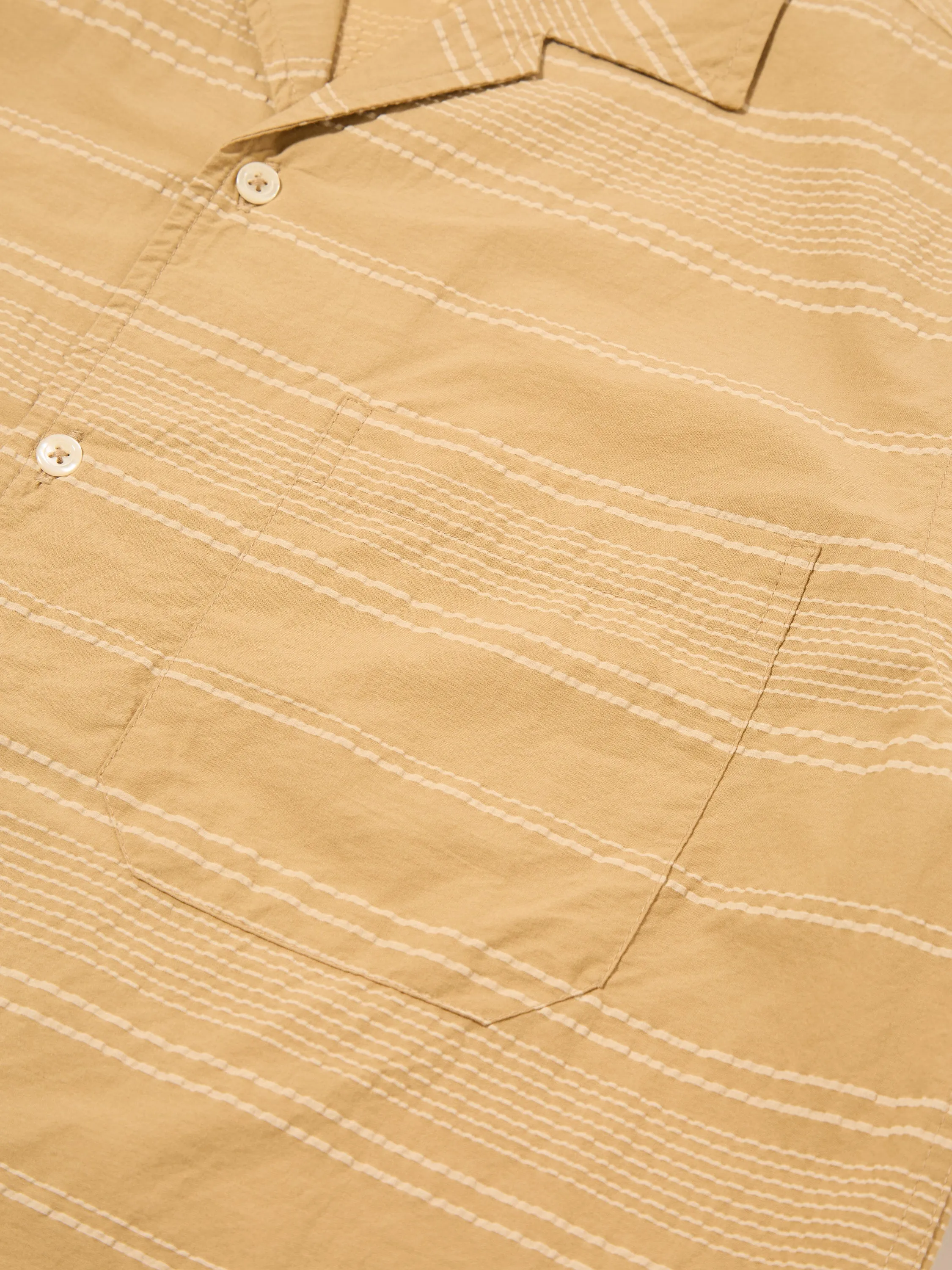 Universal Works Minari Shirt in Sand Textured Stripe