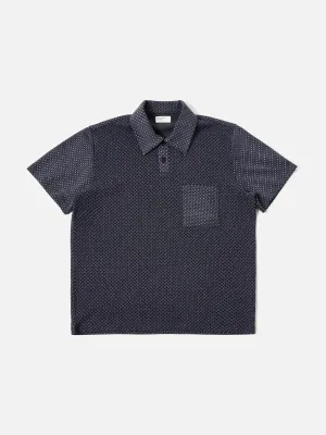 Universal Works Newlyn Polo in Navy Cotton Mix Fleece