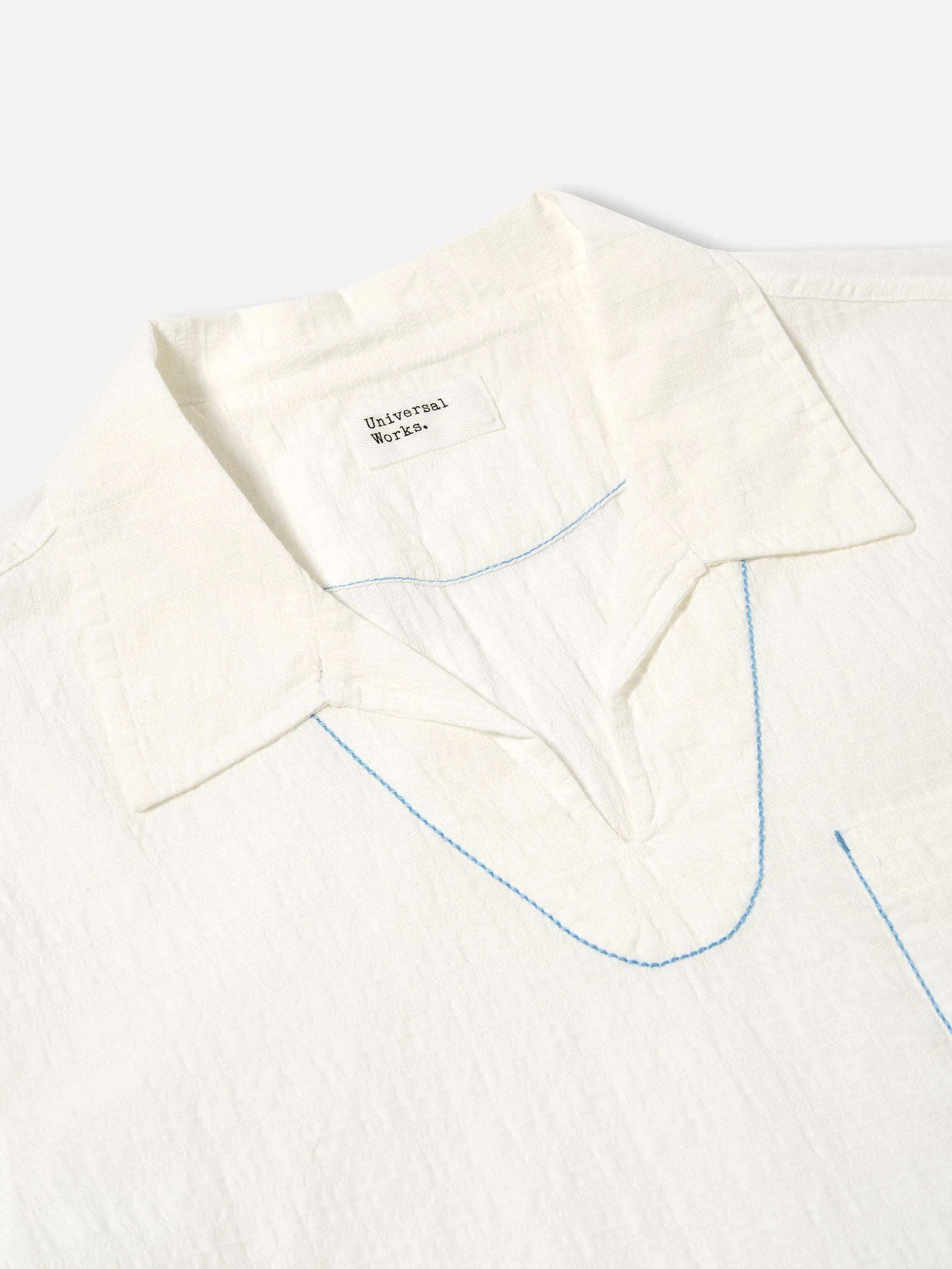 Universal Works Overhead Shirt in Ecru Dolly Stripe