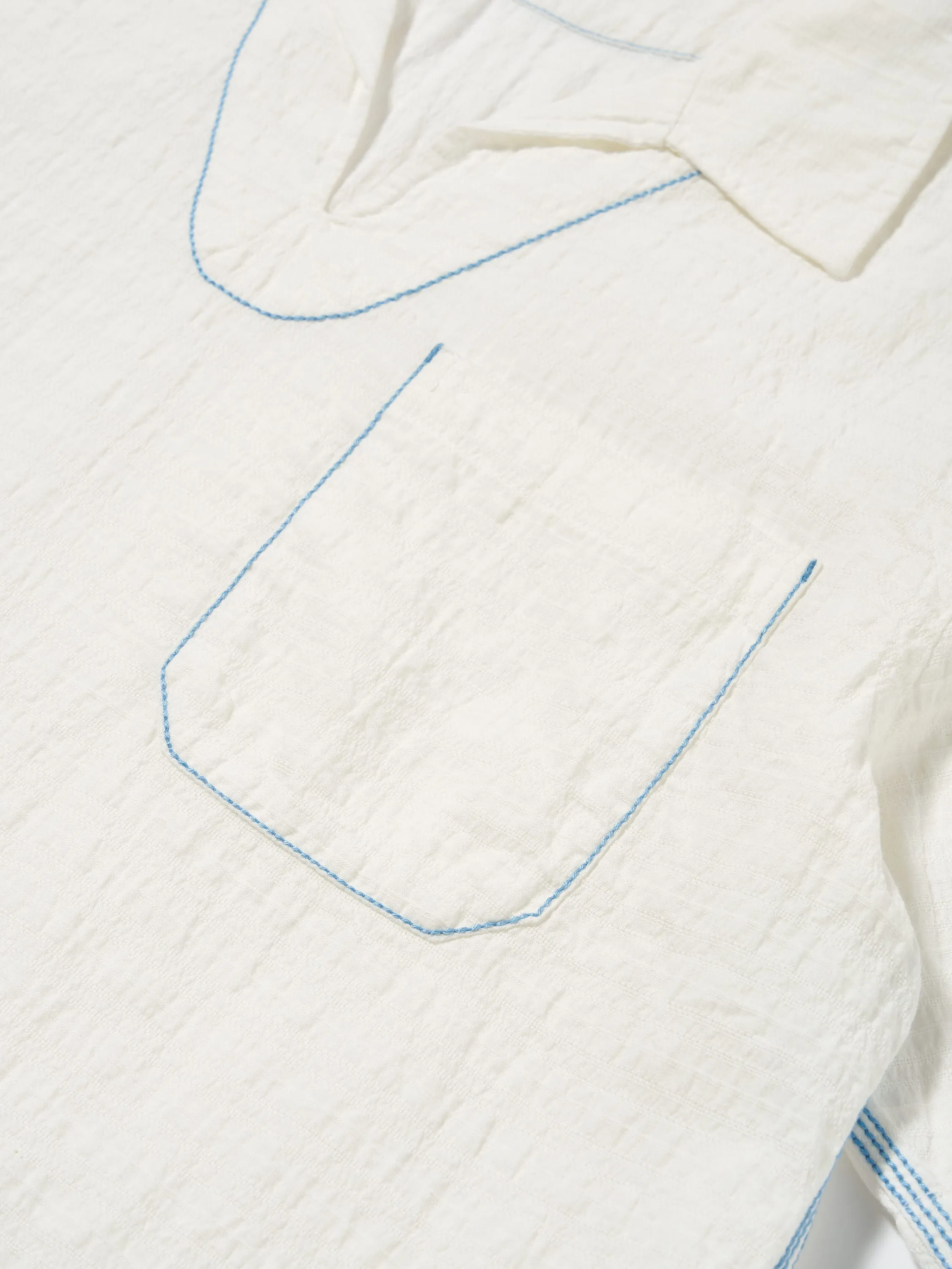 Universal Works Overhead Shirt in Ecru Dolly Stripe