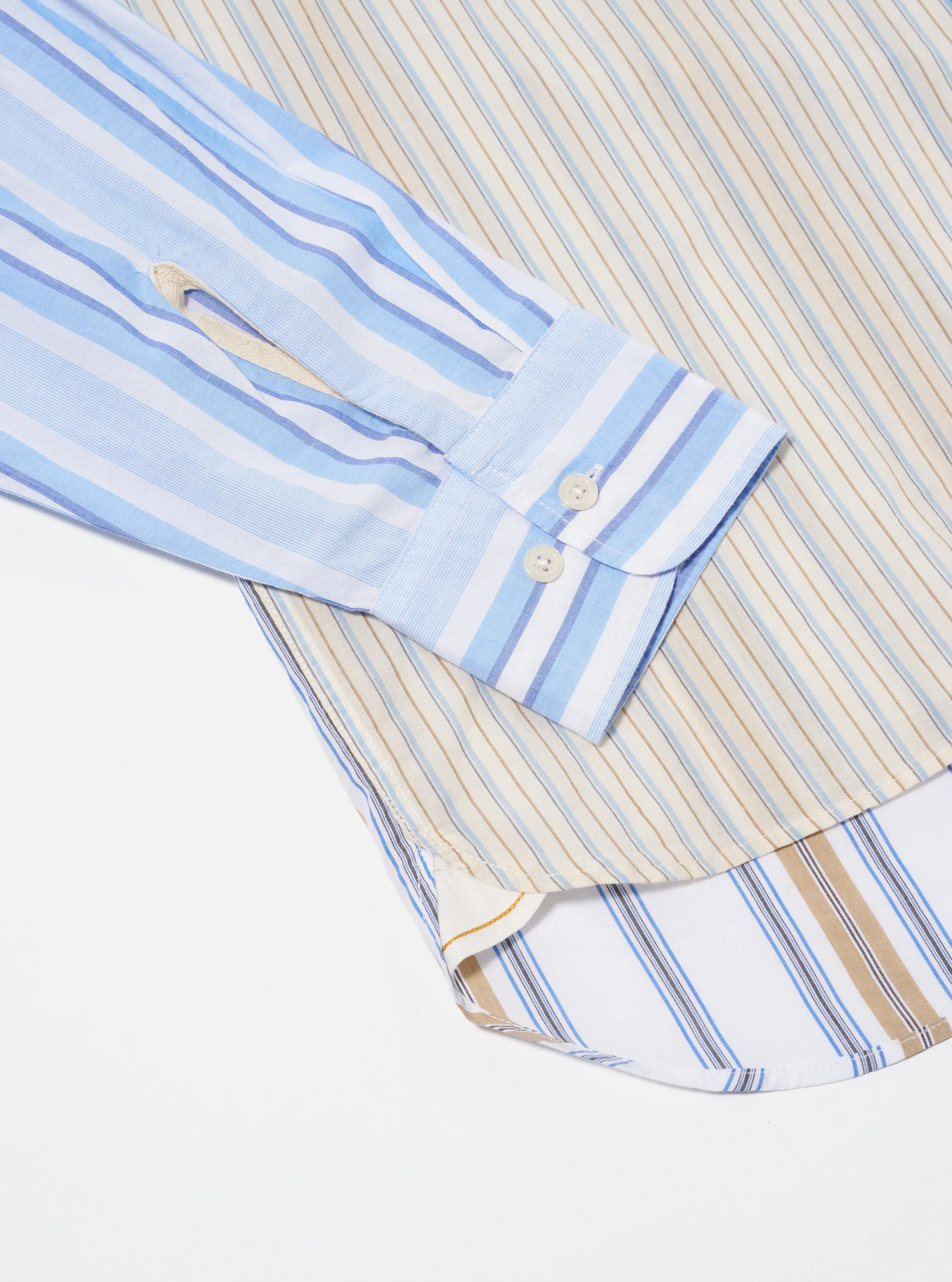 Universal Works Panel Square Pocket Shirt in Mixed Stripes Pop Stripe Mixed