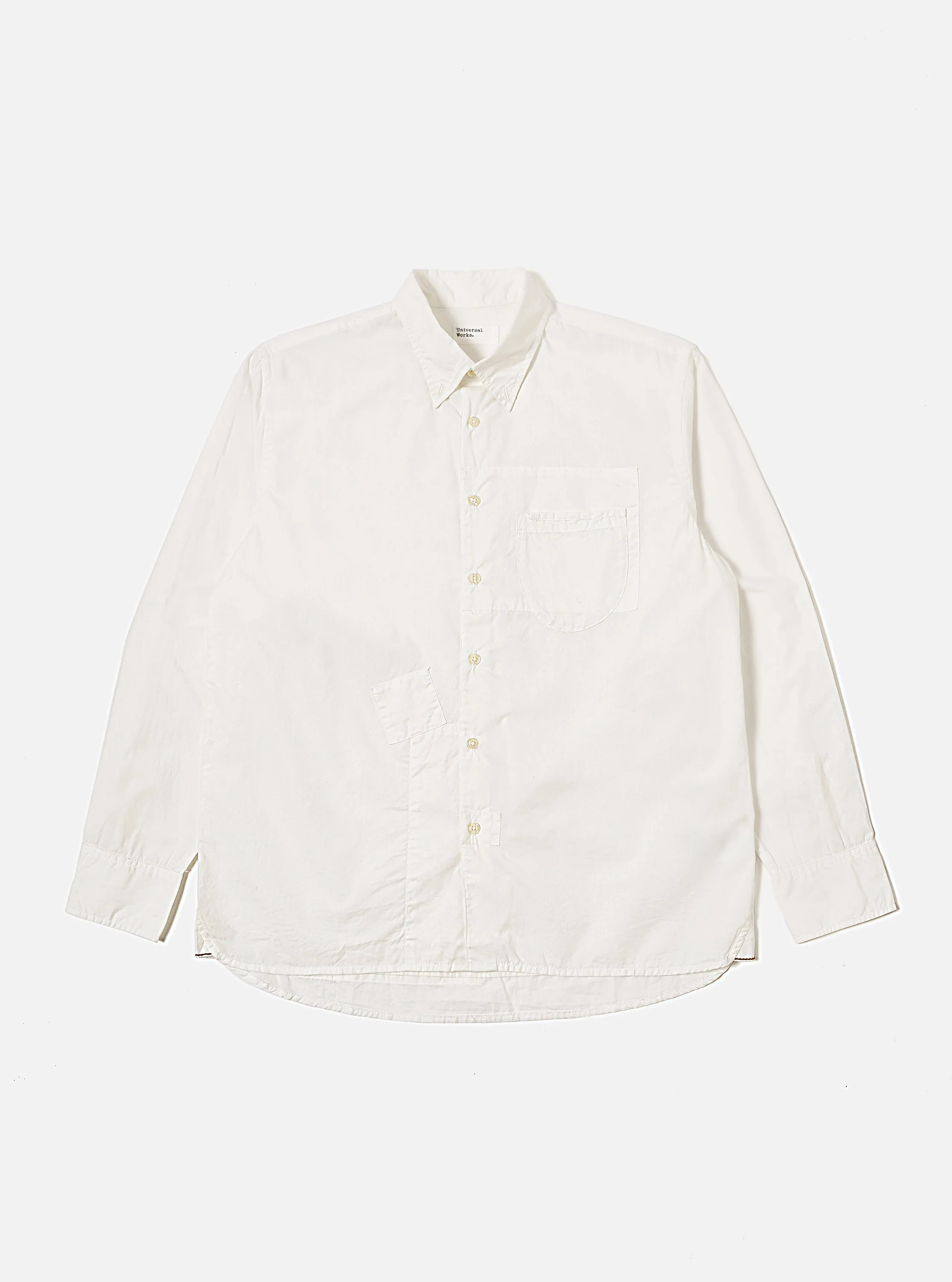 Universal Works Patched Lazy Day Shirt in White Poplin