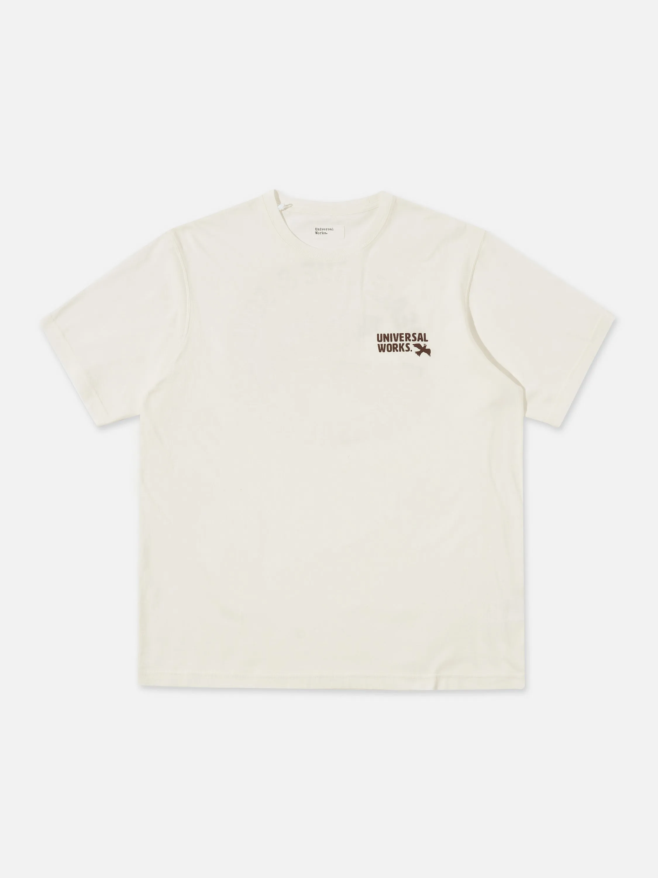 Universal Works 'Peace, Love & Soul' Print Tee in Ecru Single Jersey