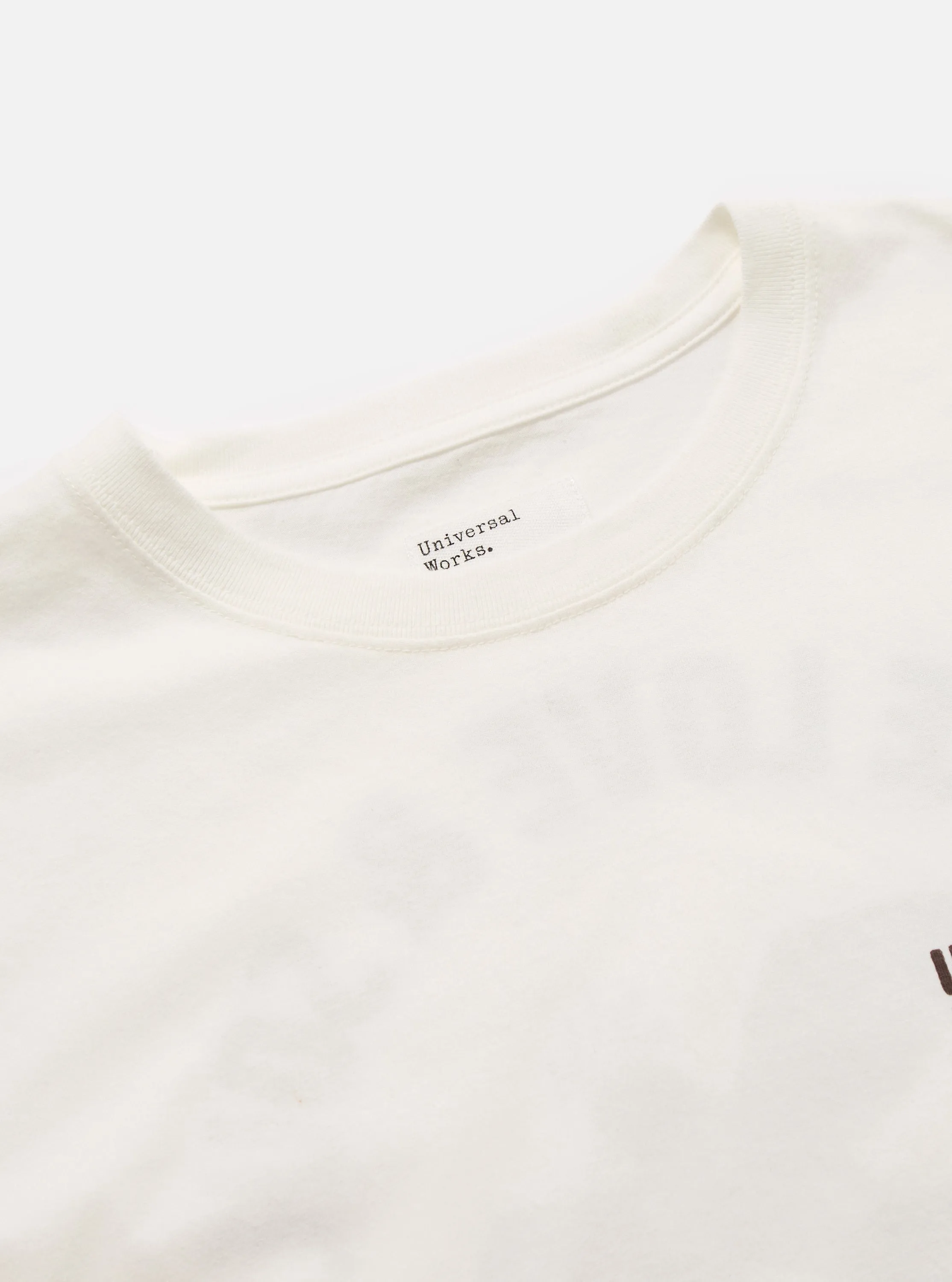 Universal Works 'Peace, Love & Soul' Print Tee in Ecru Single Jersey