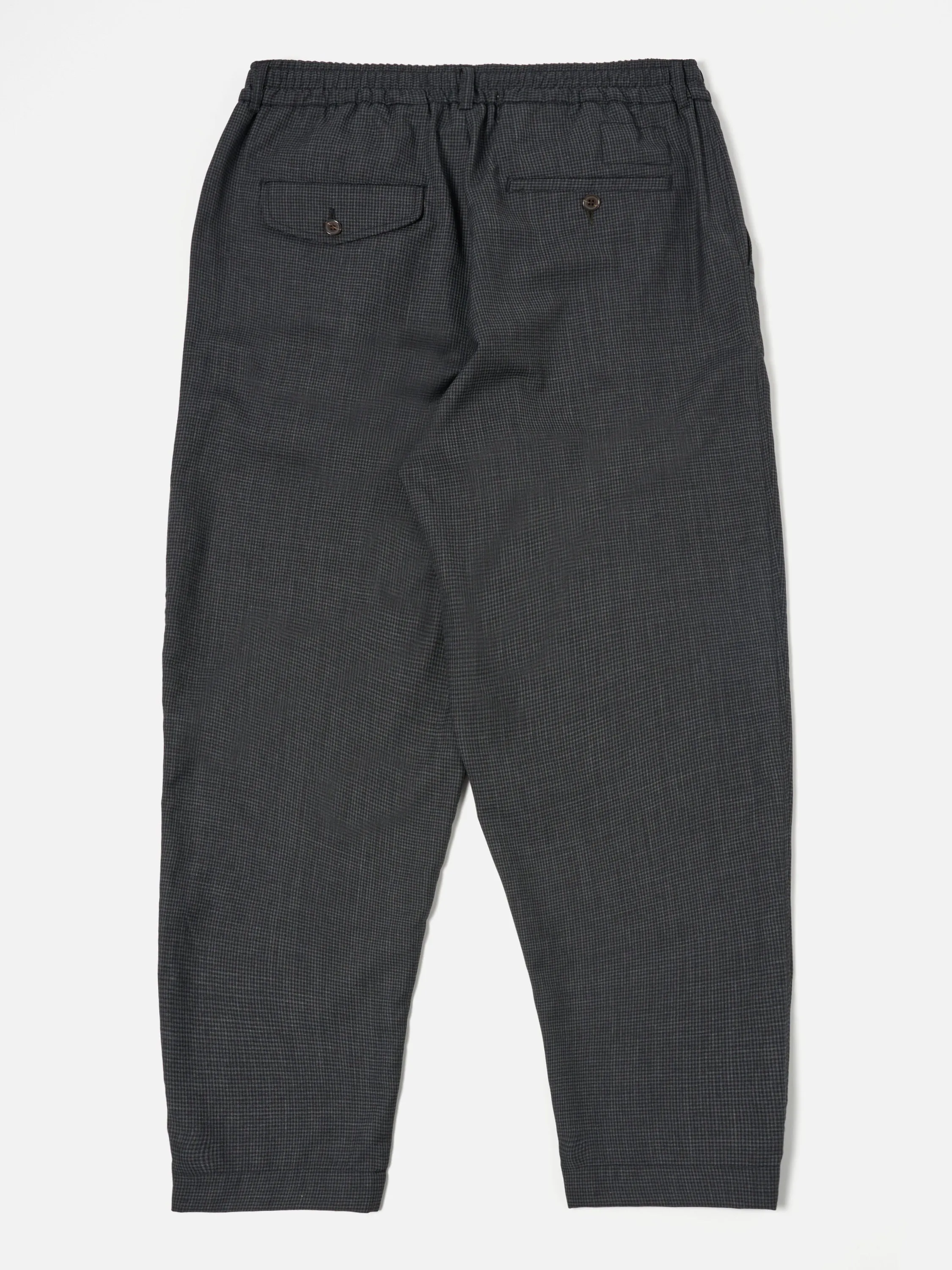 Universal Works Pleated Track Pant in Black Mini Check