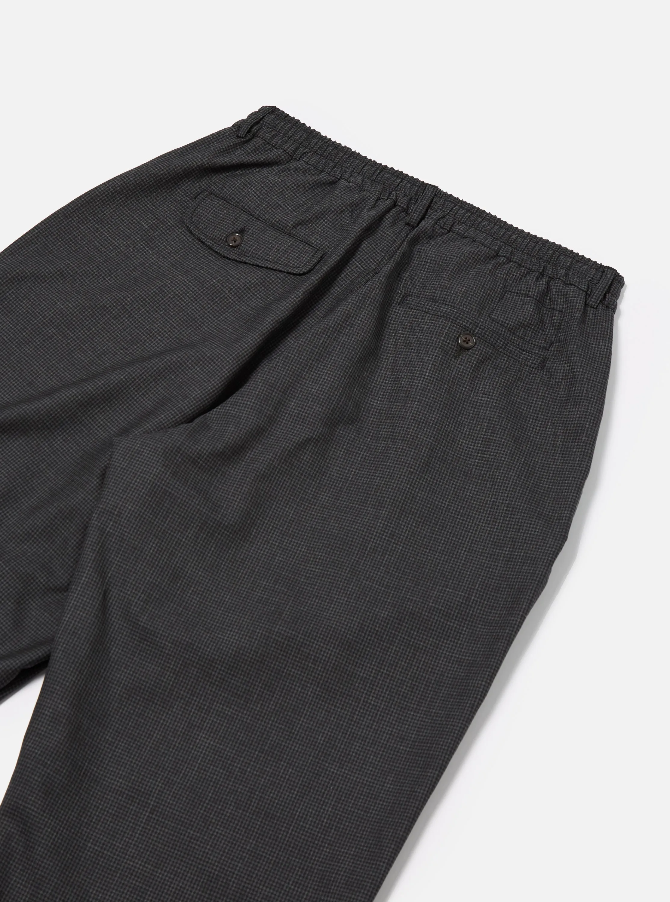 Universal Works Pleated Track Pant in Black Mini Check