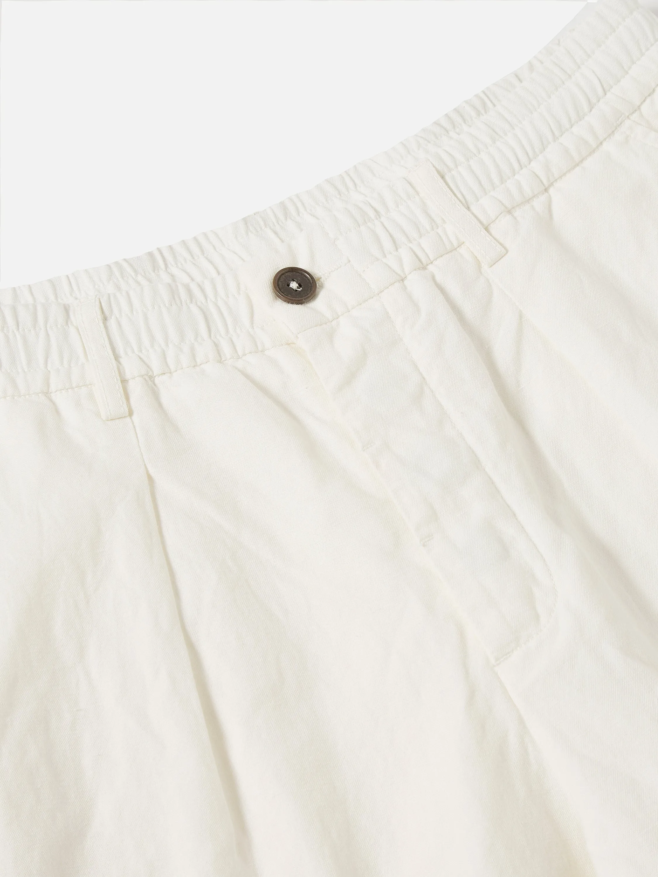 Universal Works Pleated Track Pant in Ecru Linen Slub Weave