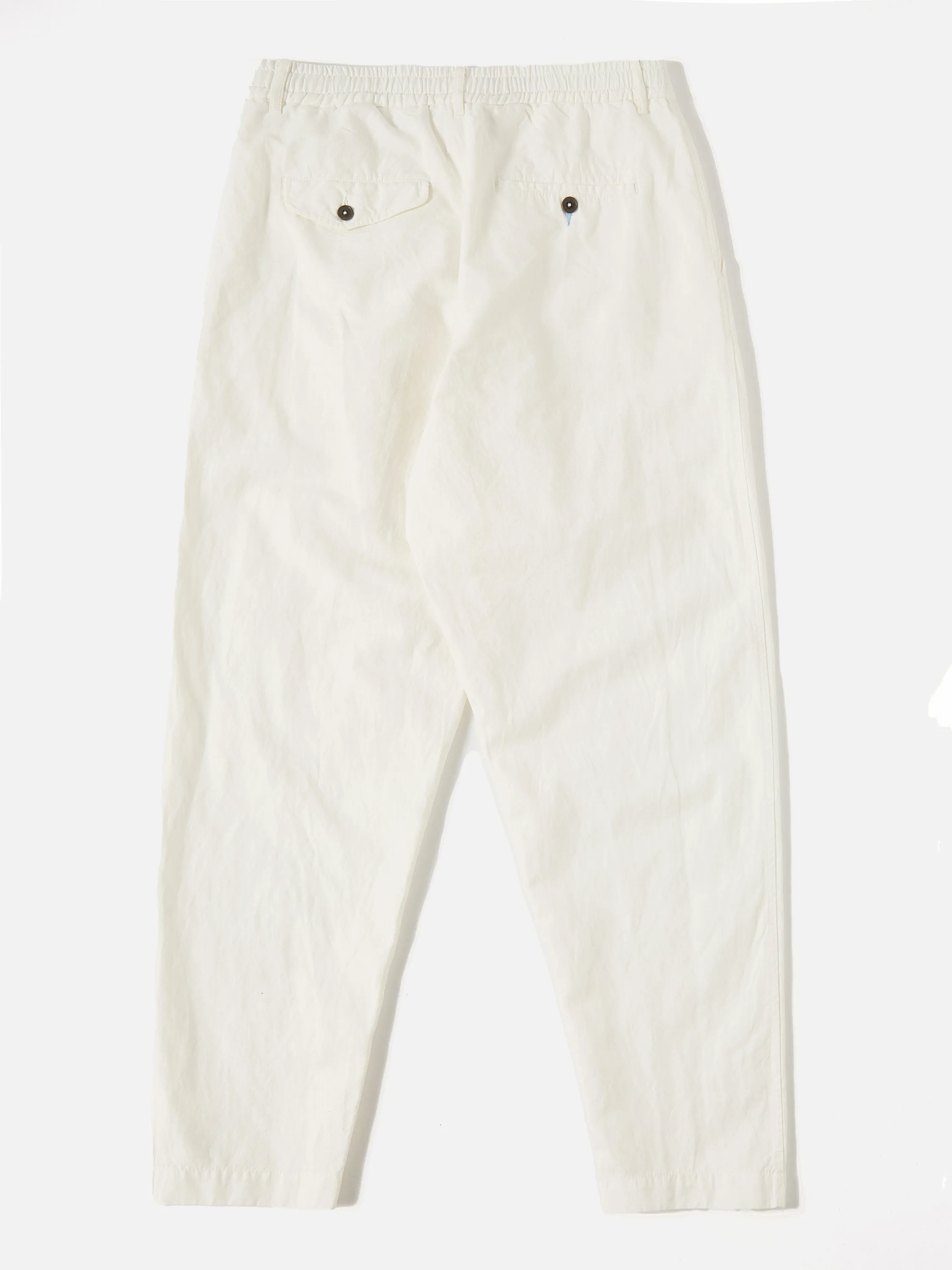 Universal Works Pleated Track Pant in Ecru Linen Slub Weave