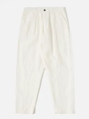 Universal Works Pleated Track Pant in Ecru Linen Slub Weave