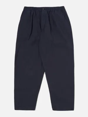 Universal Works Pleated Track Pant in Navy Seersucker II