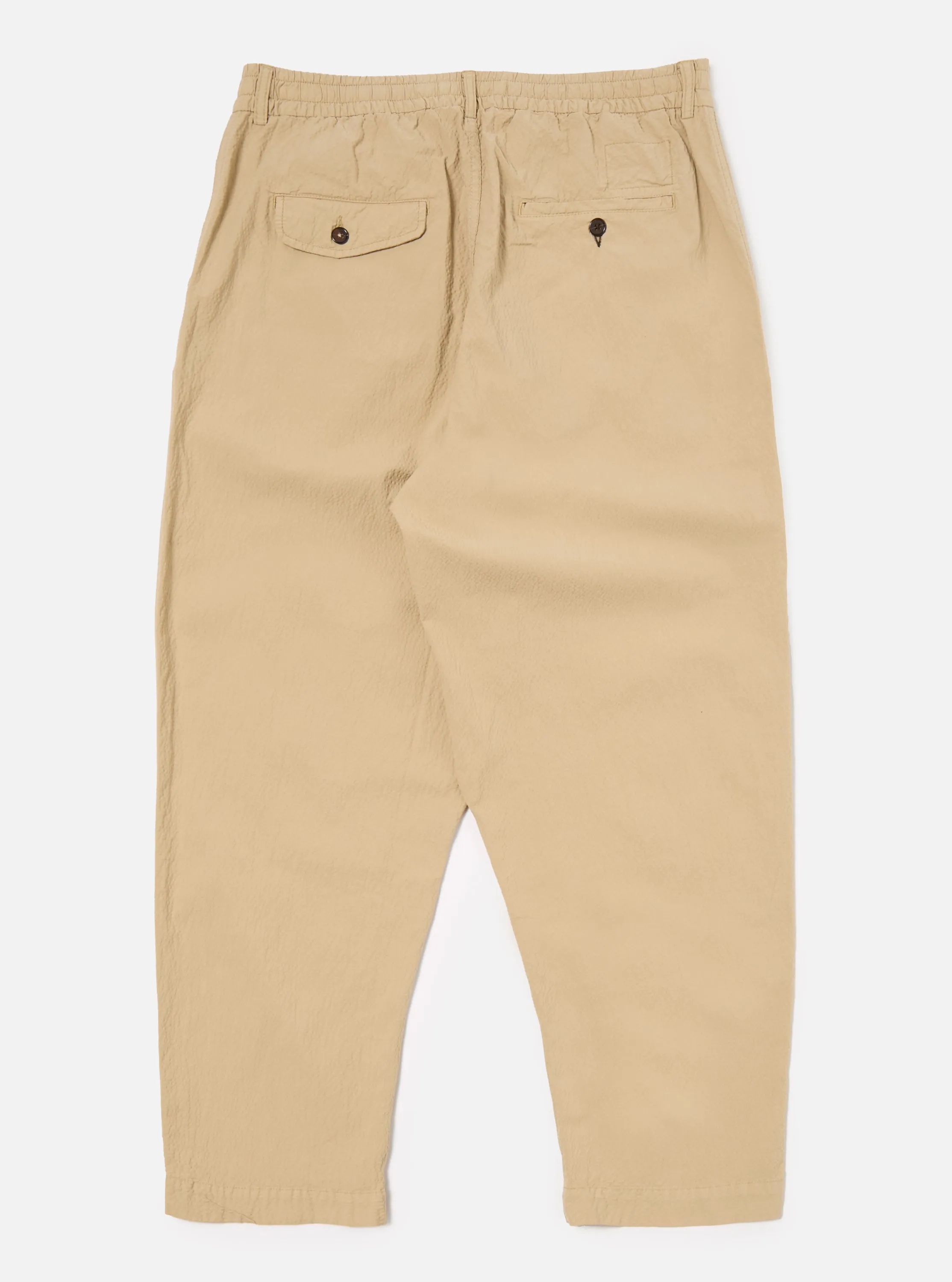 Universal Works Pleated Track Pant in Sand Seersucker II