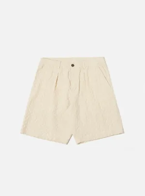 Universal Works Pleated Track Short in Ecru Dot Waffle