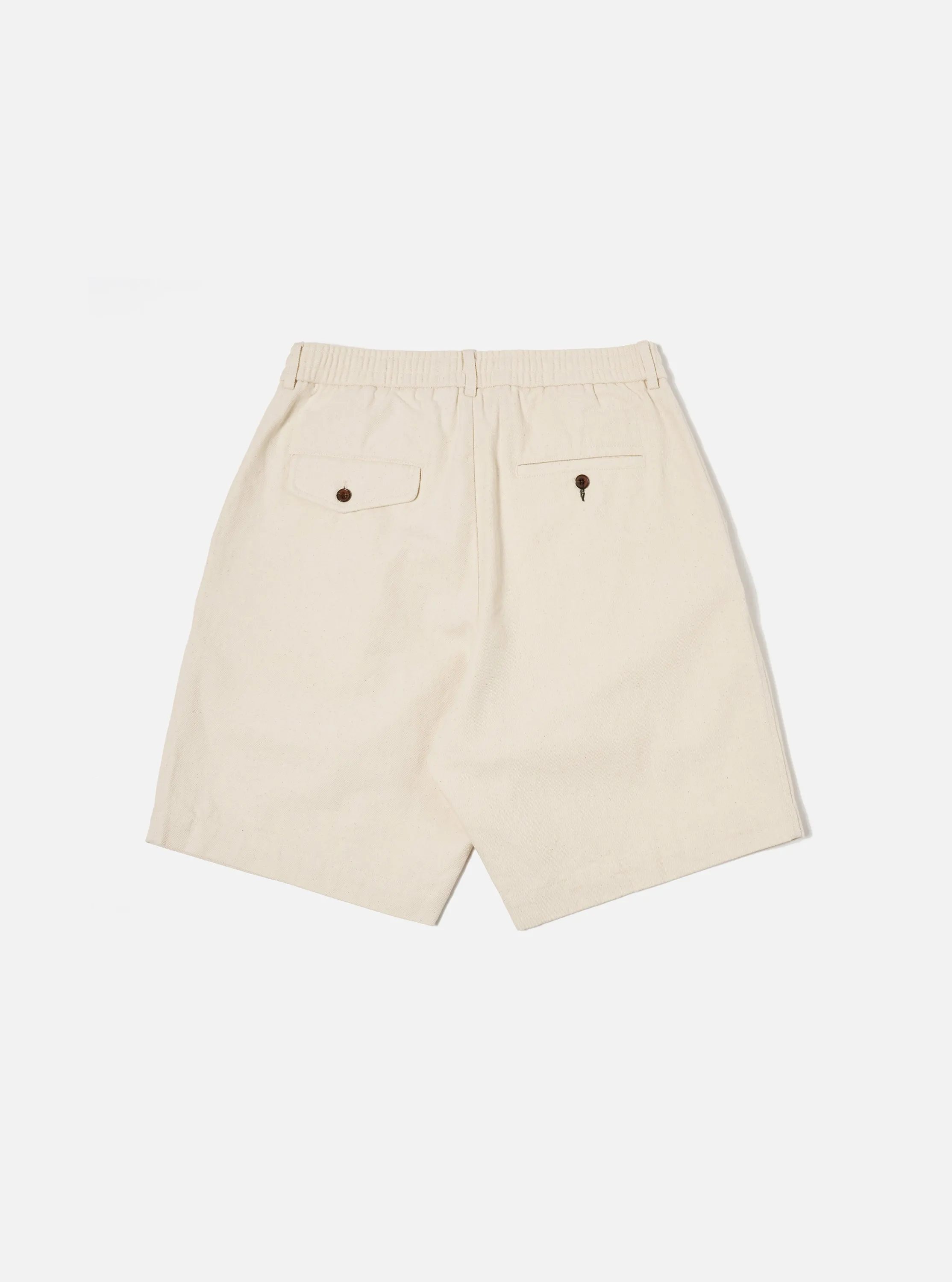 Universal Works Pleated Track Short in Ecru Recycled Cotton