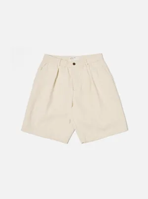 Universal Works Pleated Track Short in Ecru Recycled Cotton
