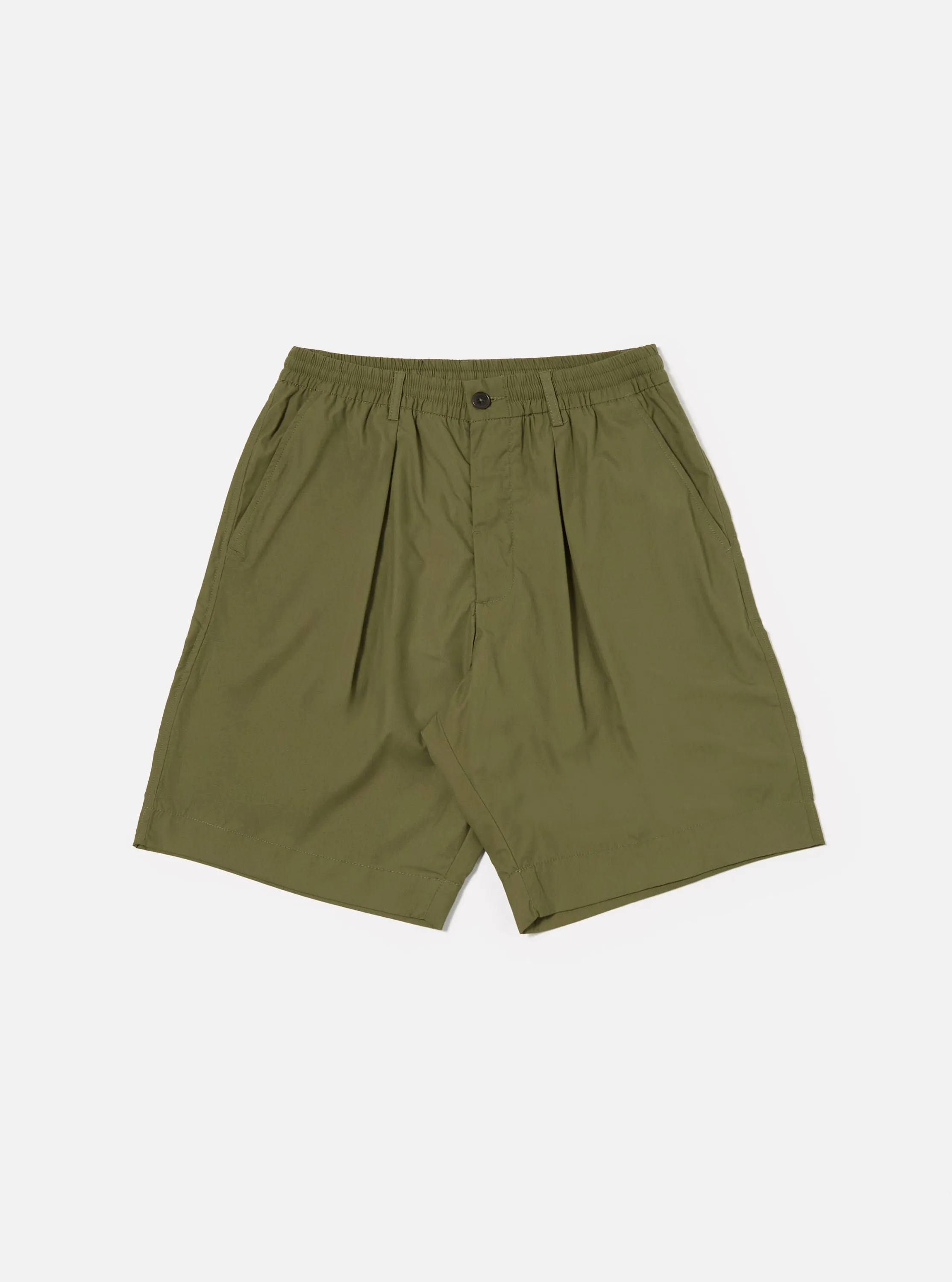Universal Works Pleated Track Short in Olive Recycled Polytech