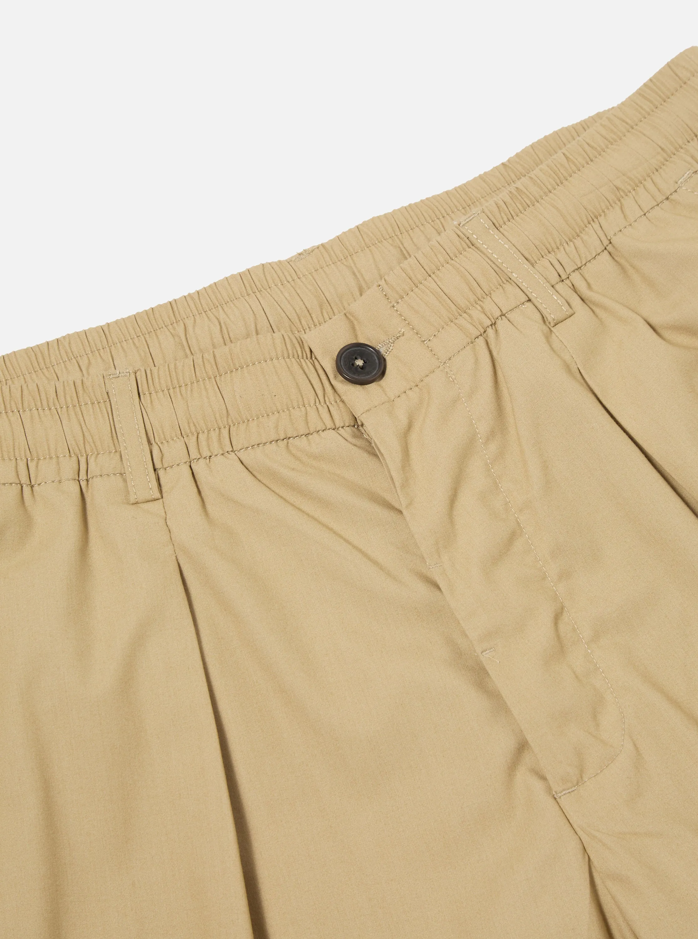 Universal Works Pleated Track Short in Sand Recycled Polytech