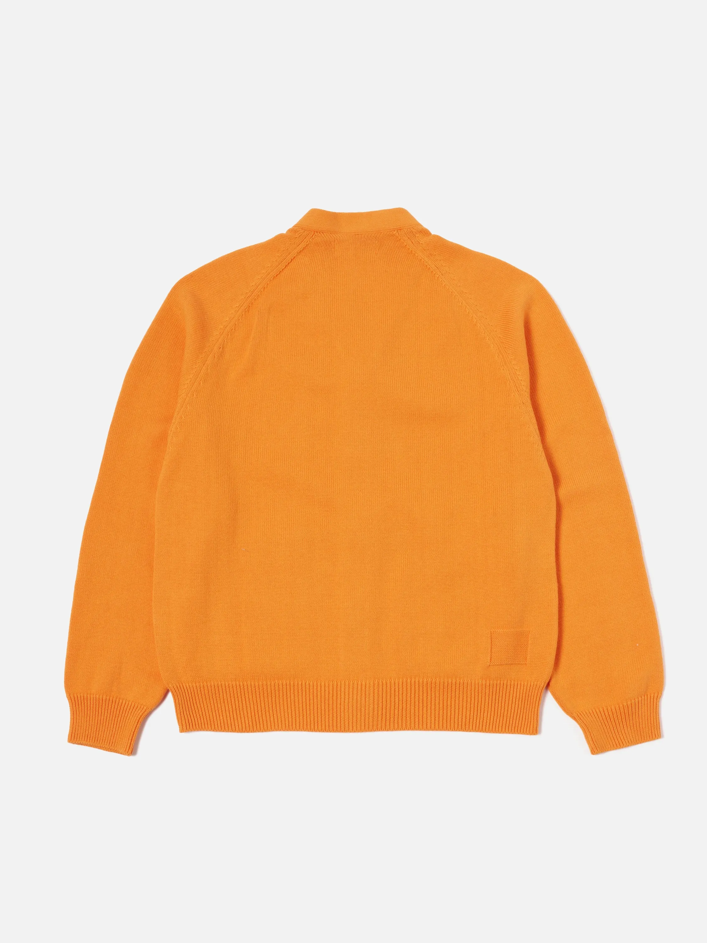 Universal Works Pocket David Cardigan in Orange Cotton Knit