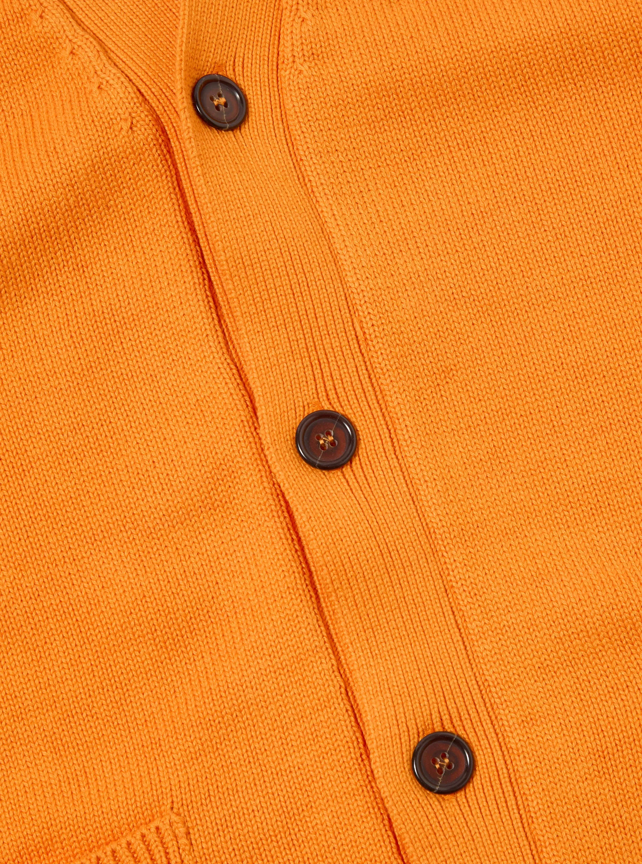 Universal Works Pocket David Cardigan in Orange Cotton Knit