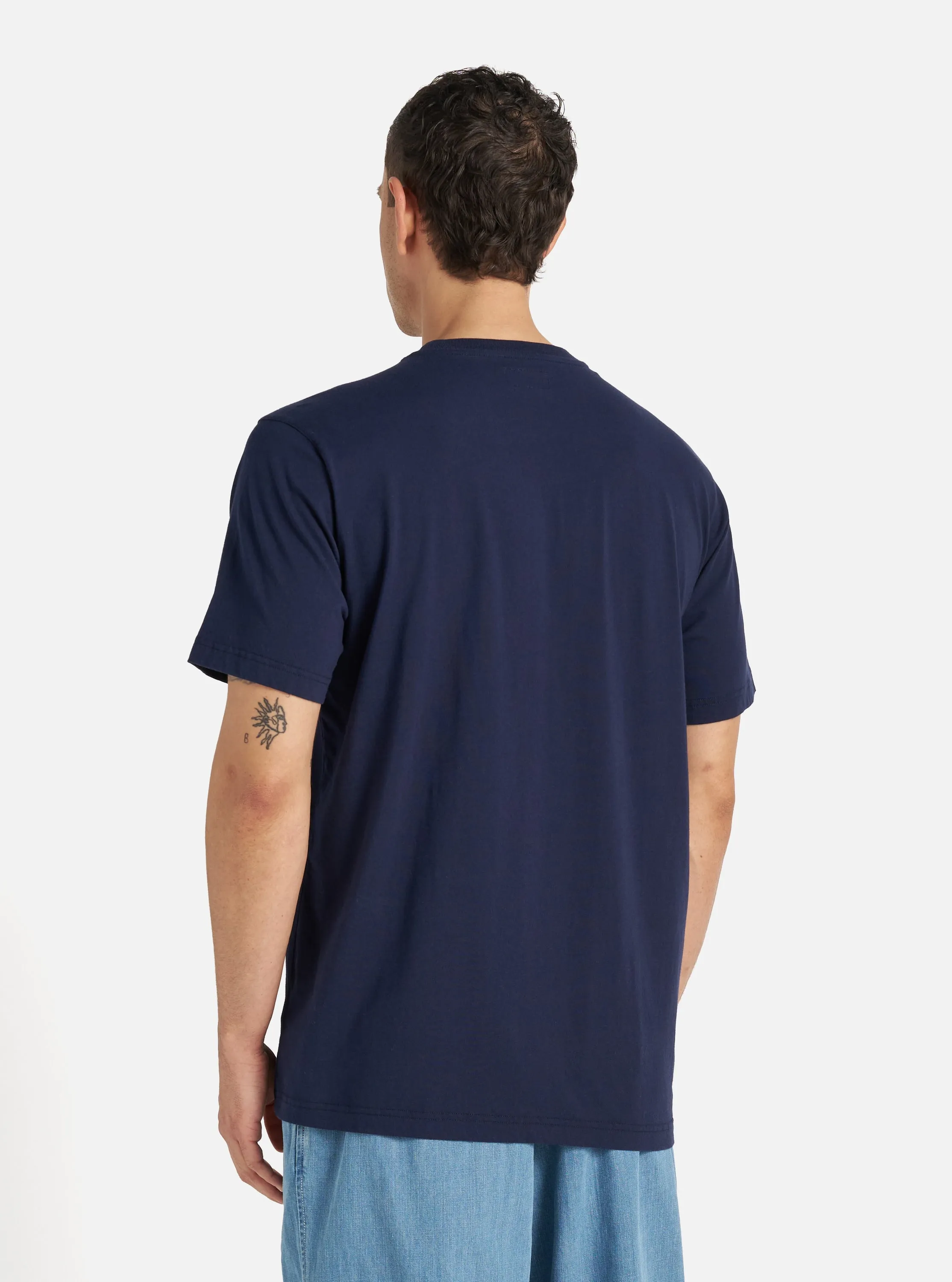 Universal Works Print Pocket Tee in Bright Navy Organic Jersey