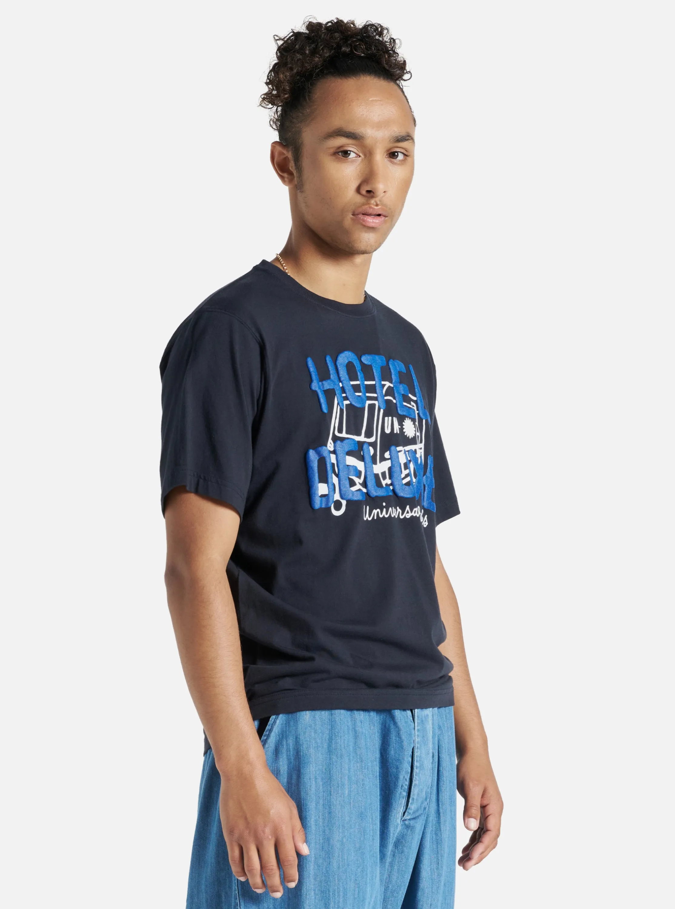 Universal Works Print Tee in 'Hotel Deluxe' Single Jersey