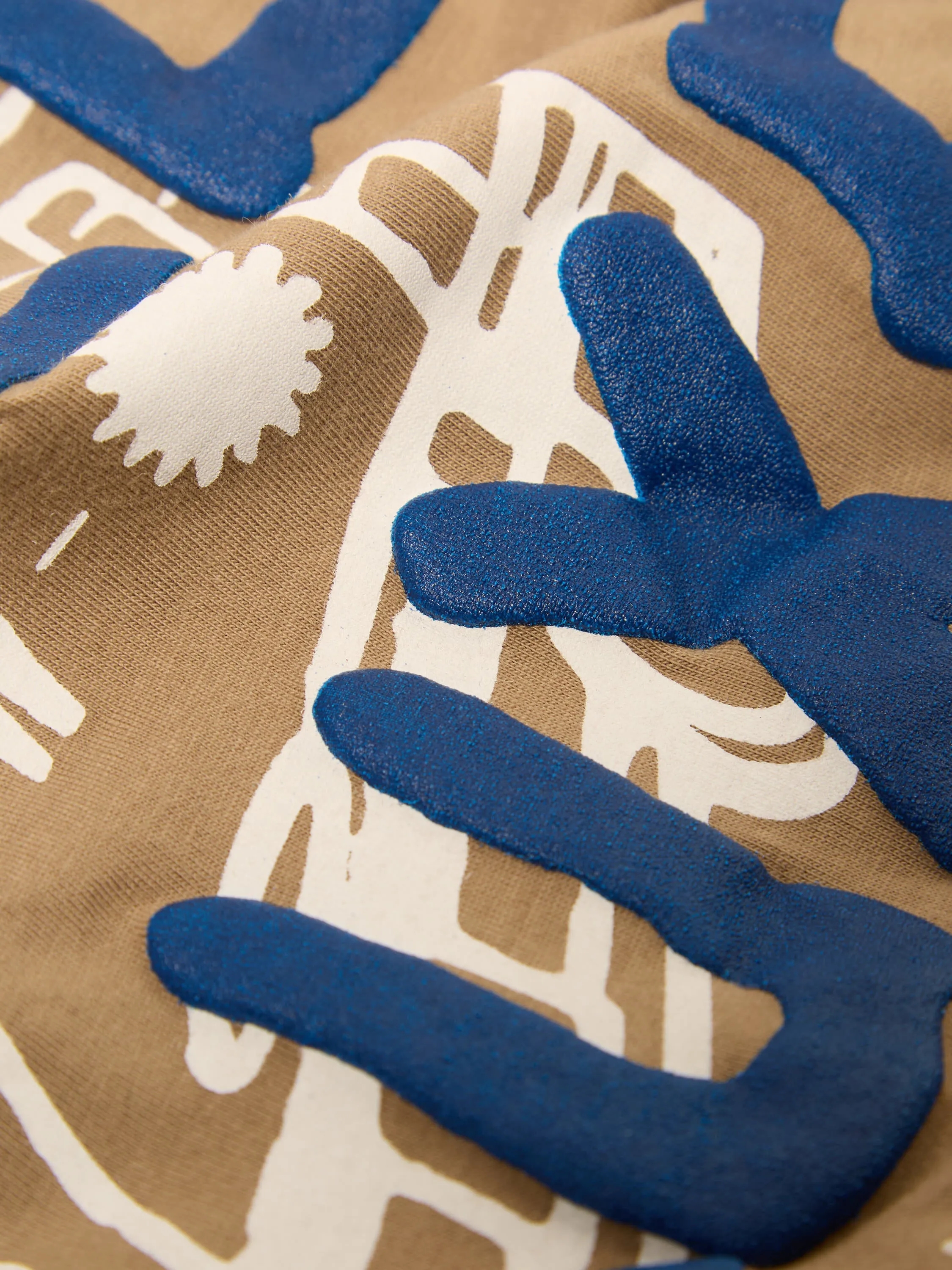 Universal Works Print Tee in Sand 'Hotel Deluxe' Single Jersey