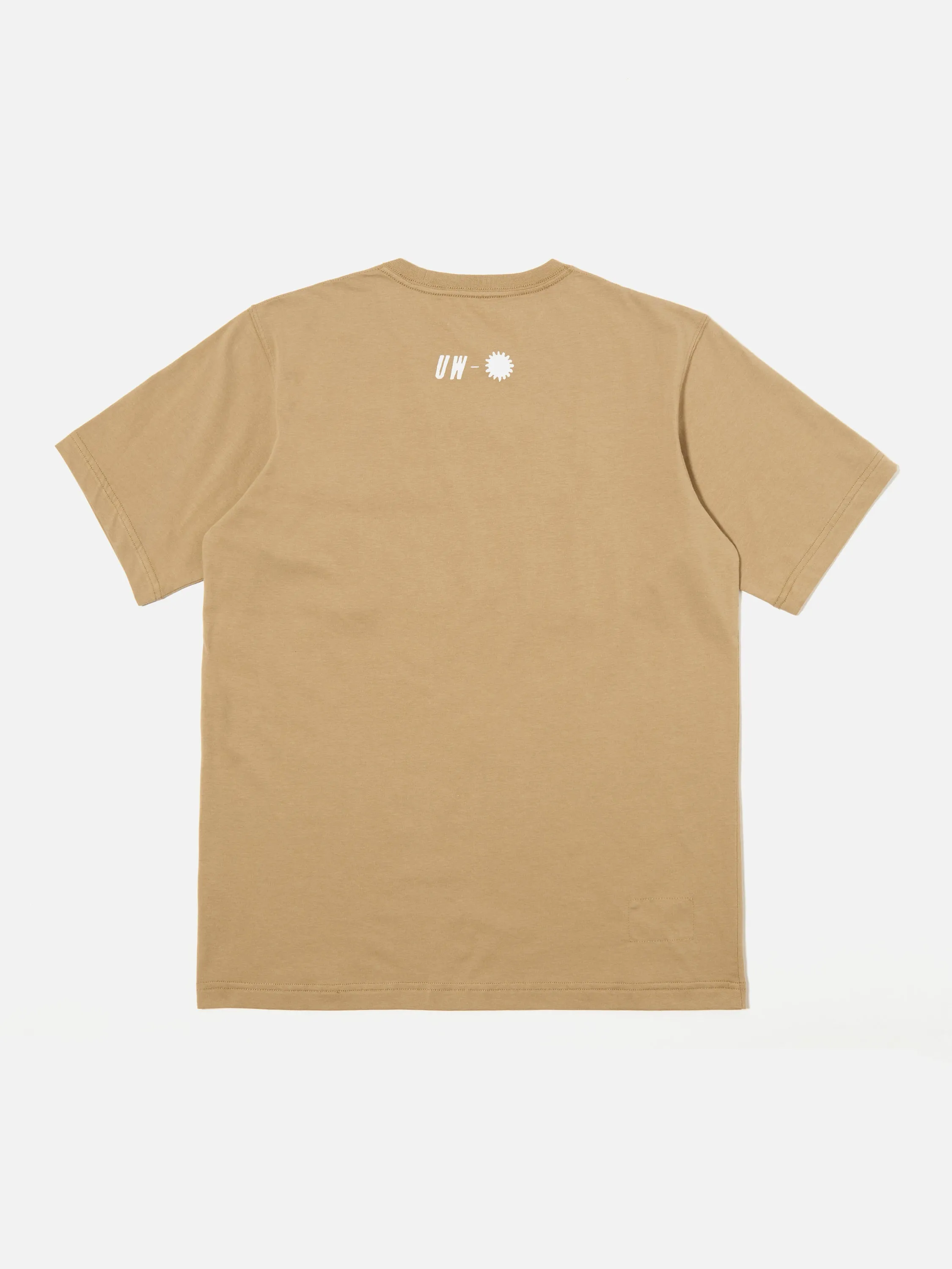Universal Works Print Tee in Sand 'Hotel Deluxe' Single Jersey