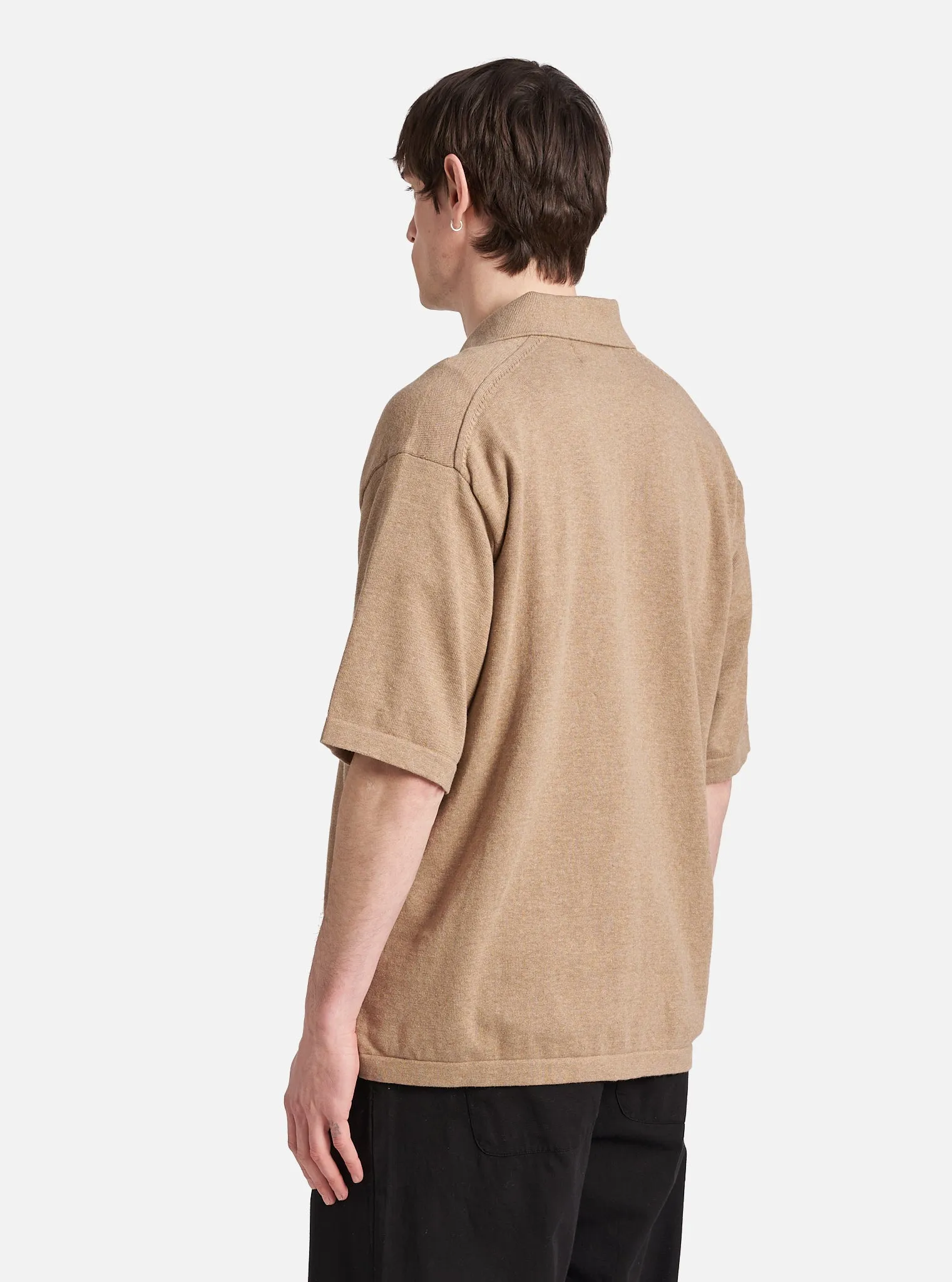 Universal Works Pullover Knit Shirt in Sand Cotton Knit