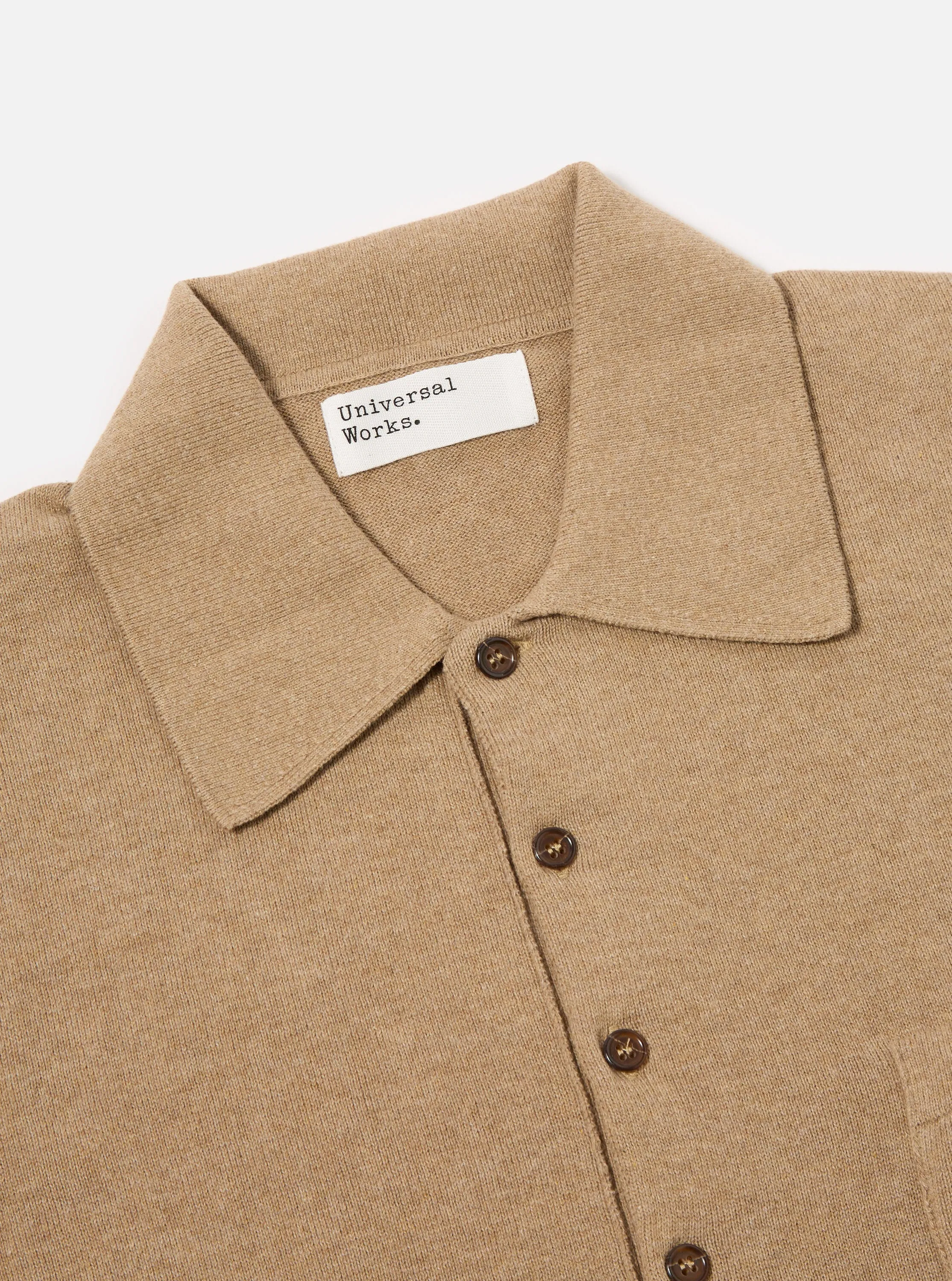 Universal Works Pullover Knit Shirt in Sand Cotton Knit