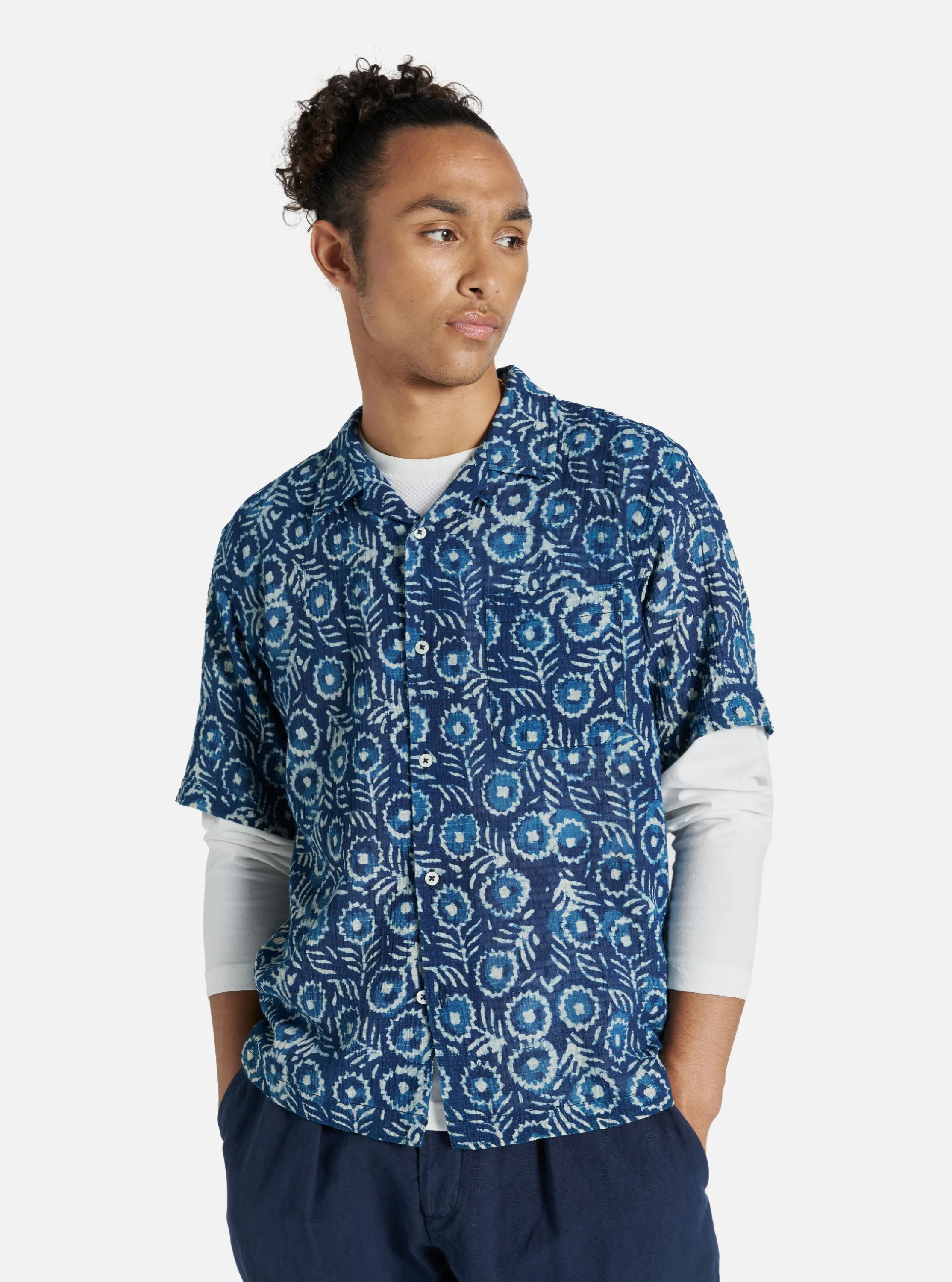 Universal Works Road Shirt in Indigo Winston Ripstop
