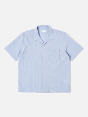 Universal Works Road Shirt in Pale Blue Seersucker