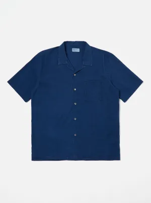 Universal Works Road Shirt in Washed Indigo Seersucker