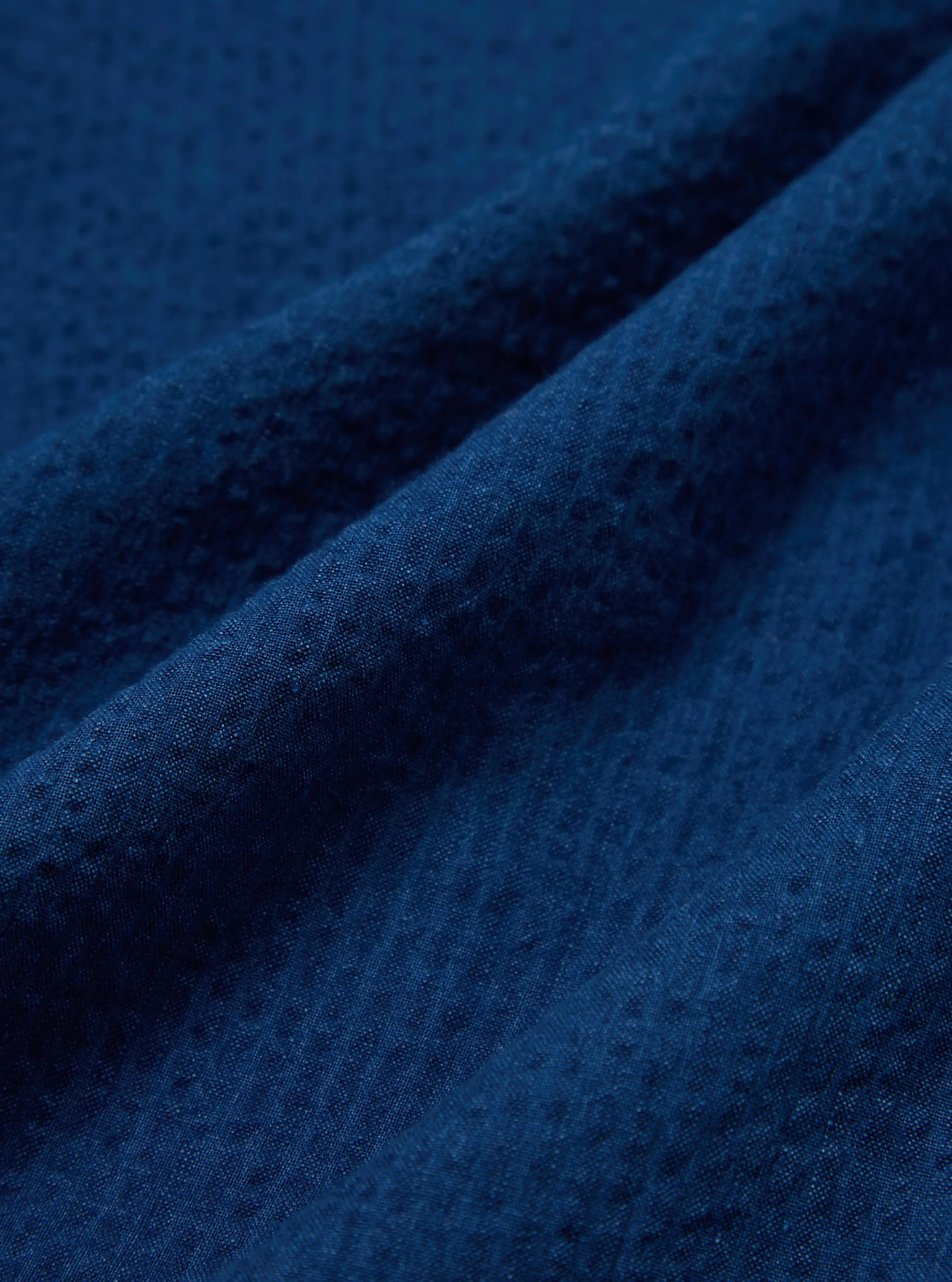 Universal Works Road Shirt in Washed Indigo Seersucker