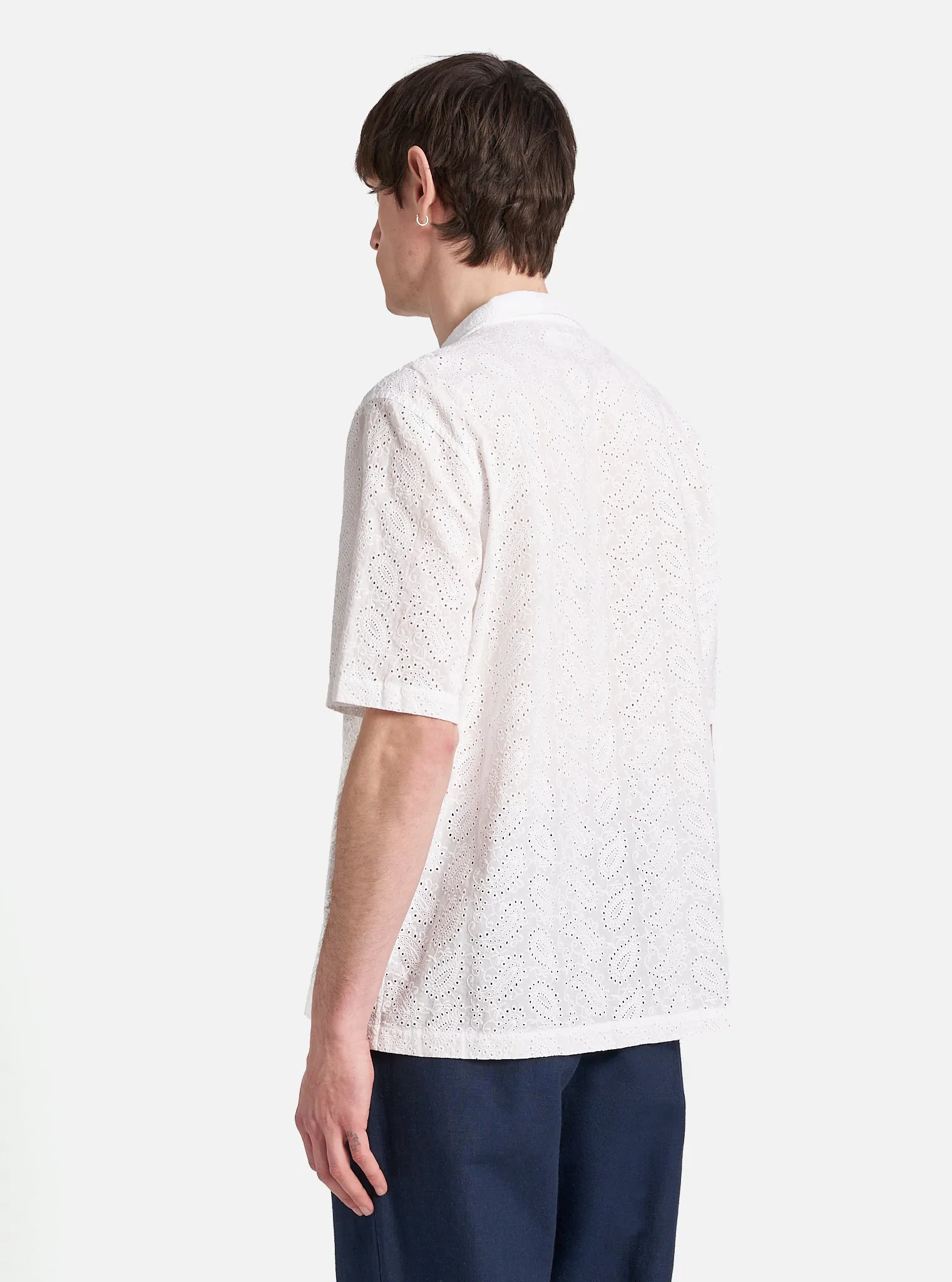 Universal Works Road Shirt in White Hacoba