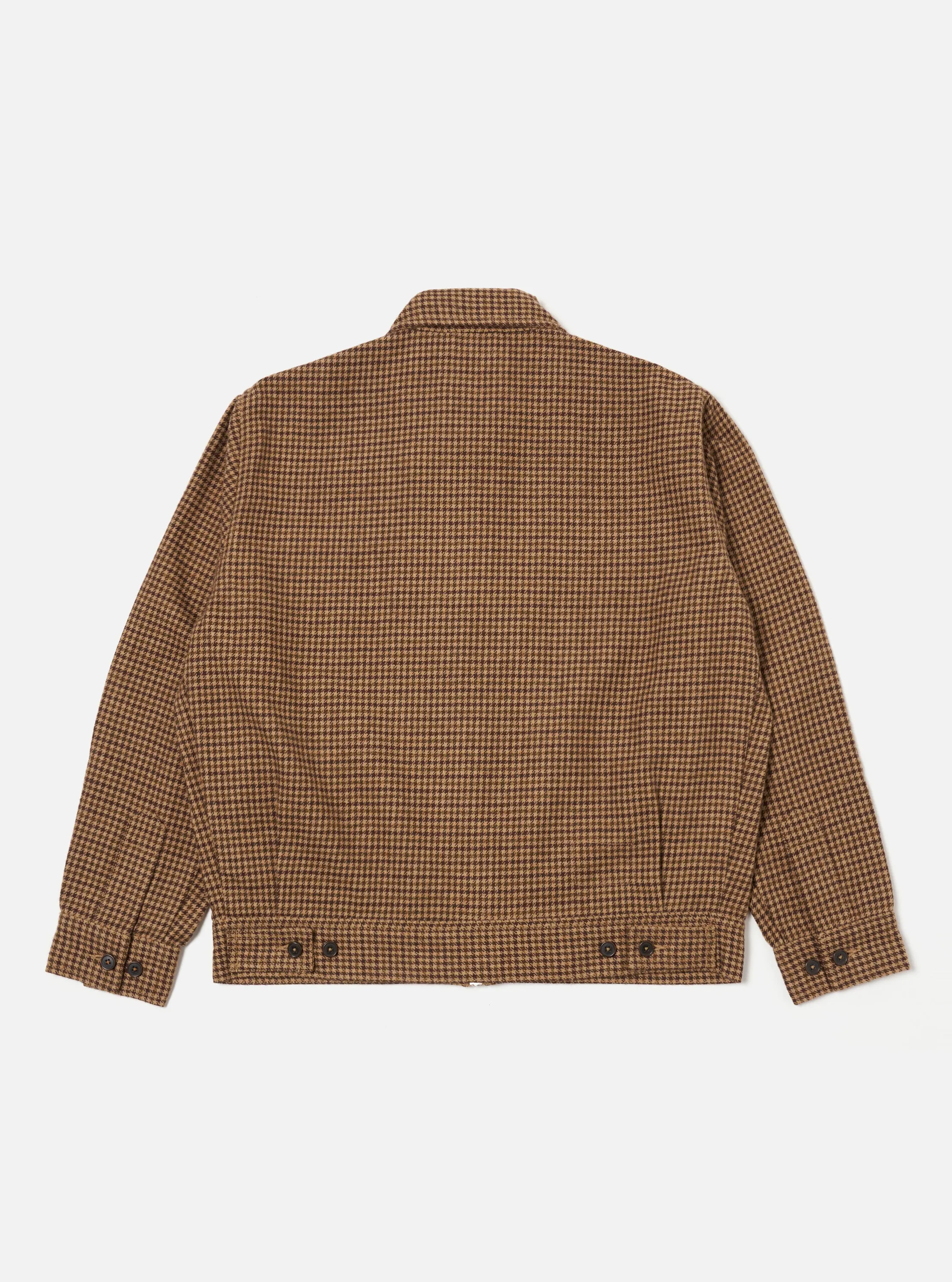 Universal Works Rose Bowl Jacket in Sand Houndstooth Tweed