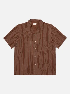 Universal Works Sal Road Shirt in Brown Kantha Stripe
