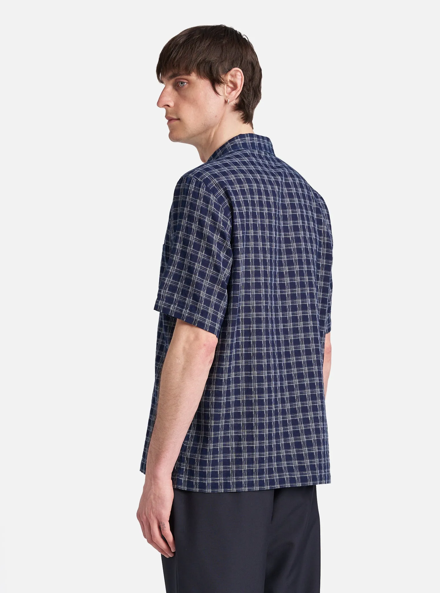 Universal Works Sal Road Shirt in Indigo Indigo Cotton Check