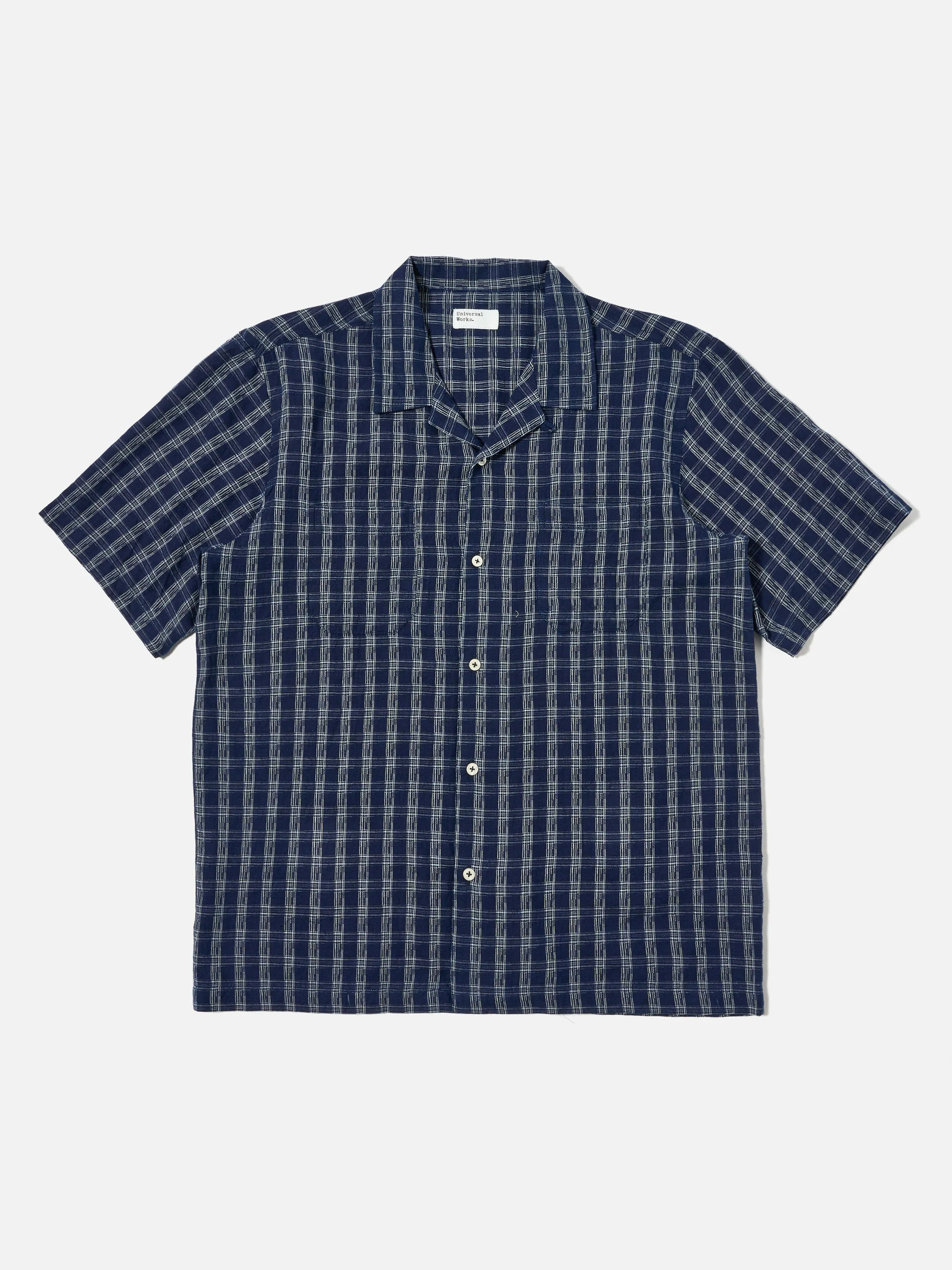 Universal Works Sal Road Shirt in Indigo Indigo Cotton Check