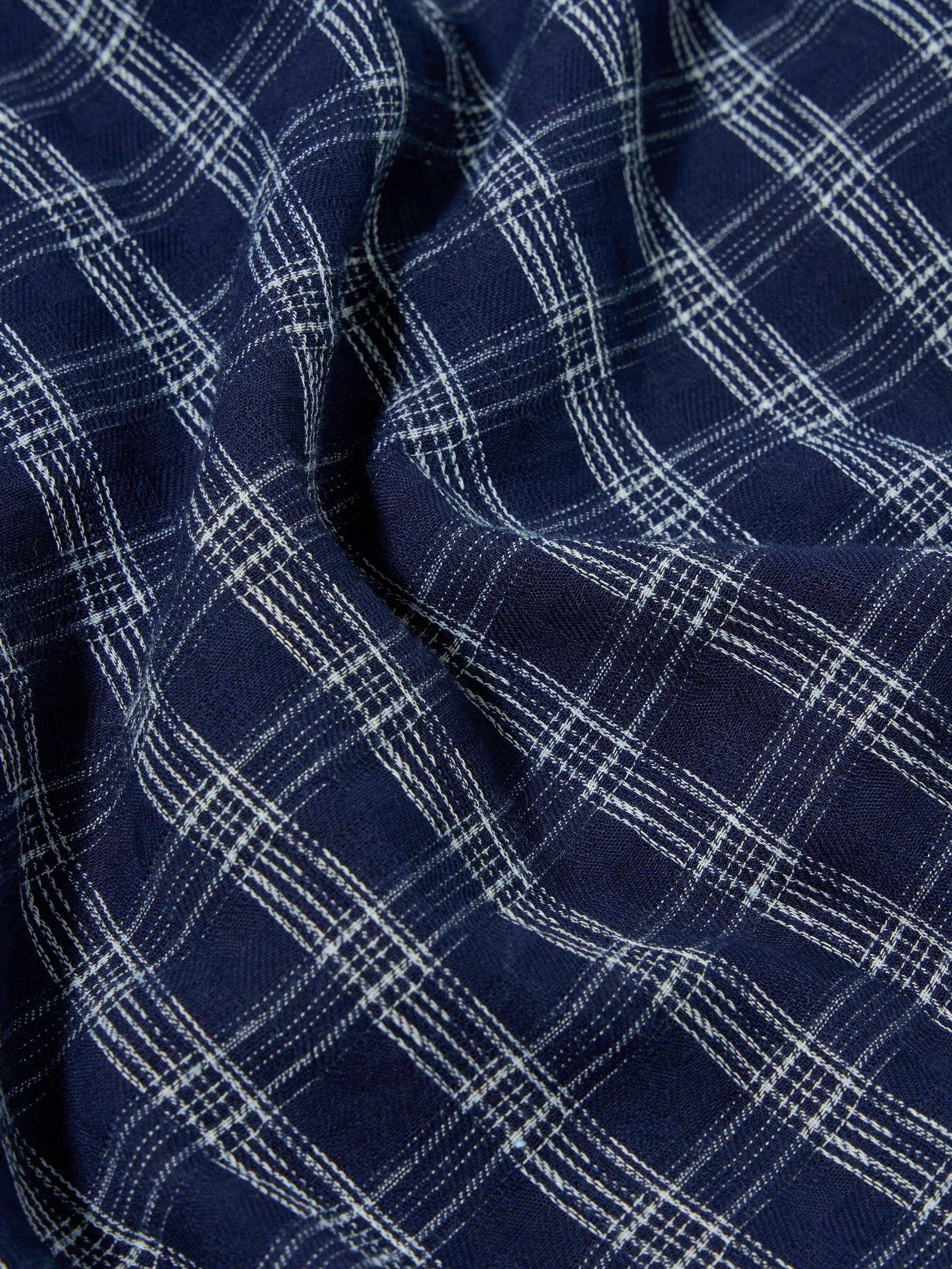 Universal Works Sal Road Shirt in Indigo Indigo Cotton Check