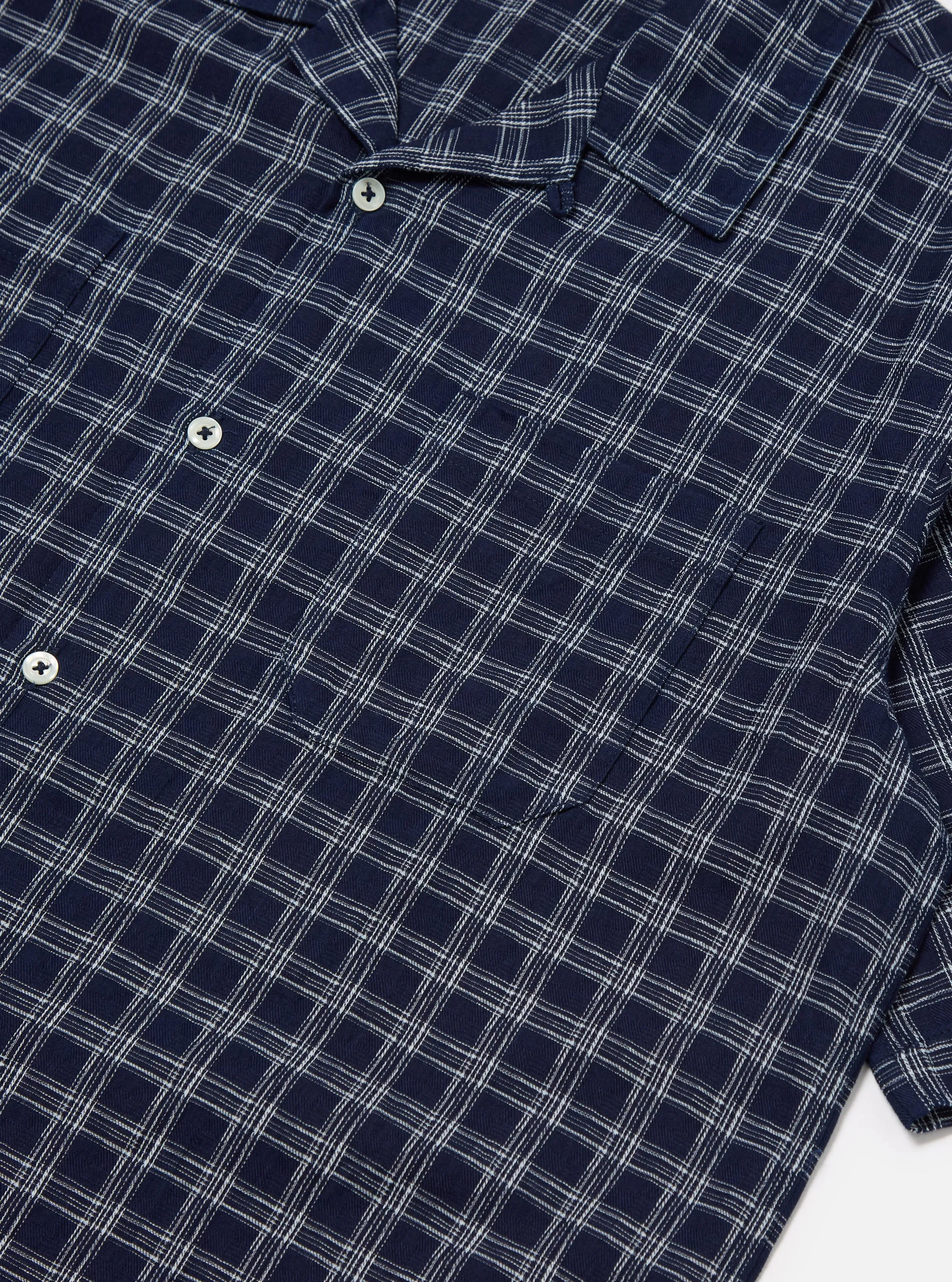Universal Works Sal Road Shirt in Indigo Indigo Cotton Check