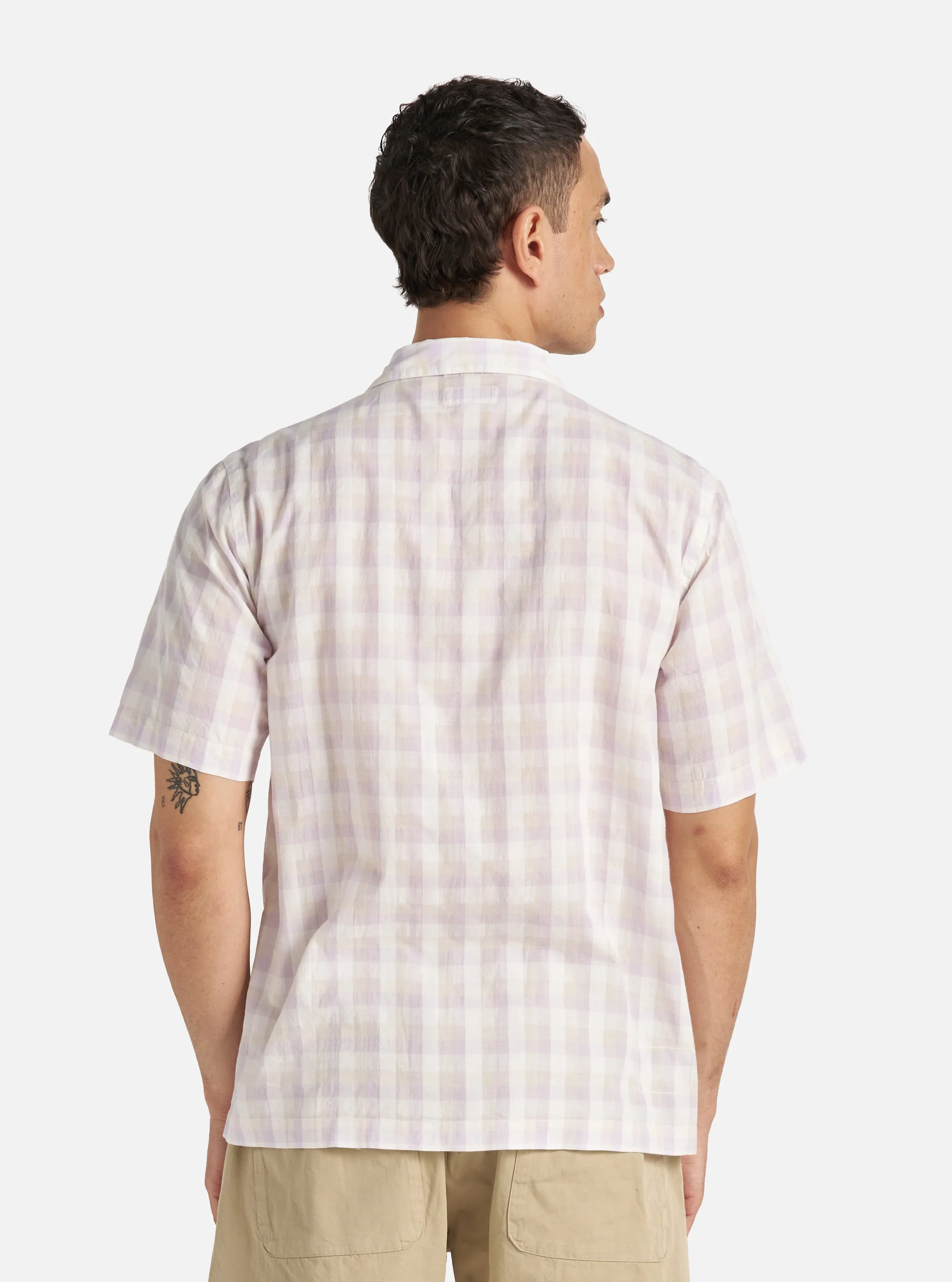 Universal Works Sal Road Shirt in Lilac Pastel Check