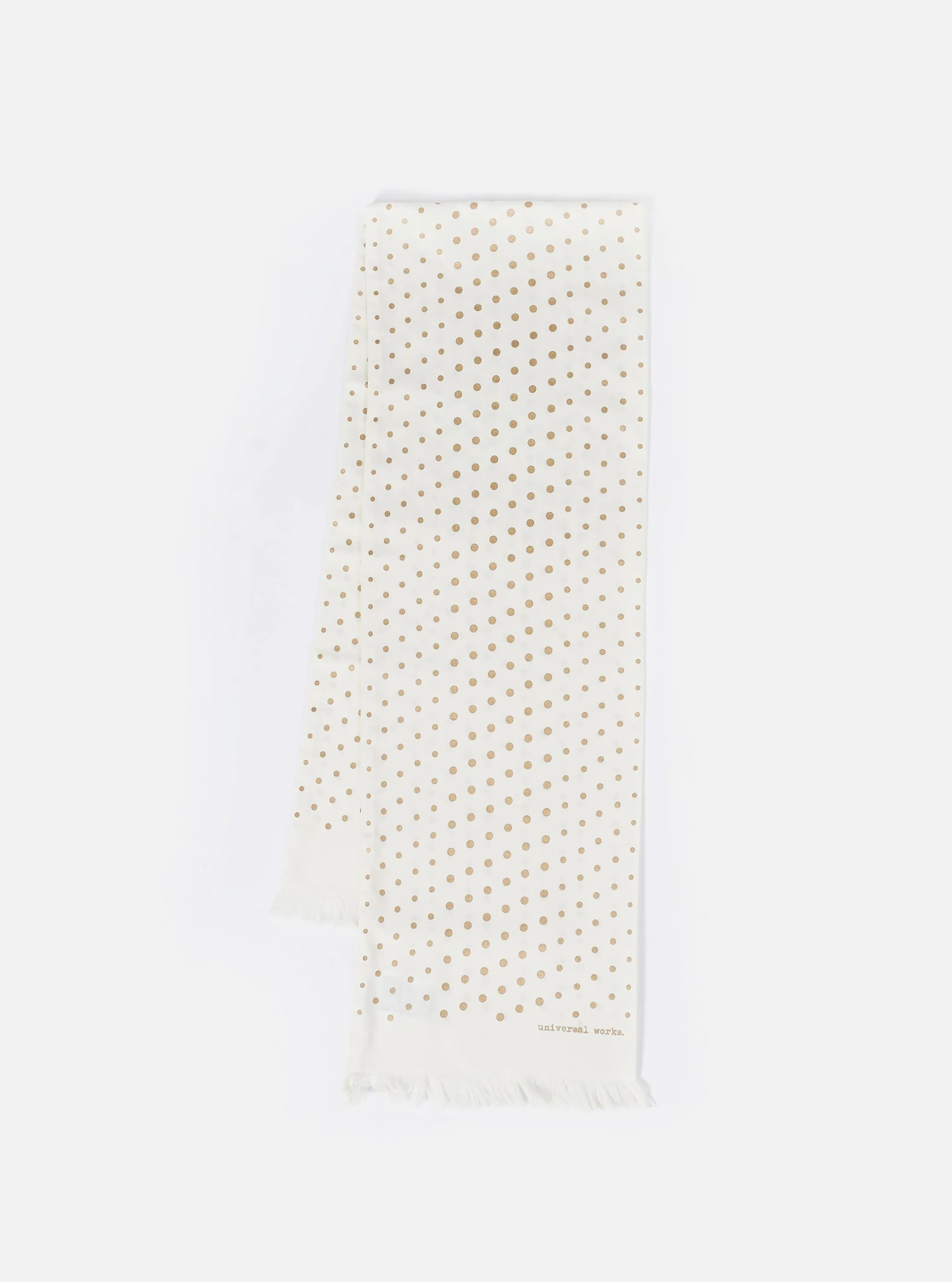 Universal Works Short Scarf in Ecru/Gold Dot Print